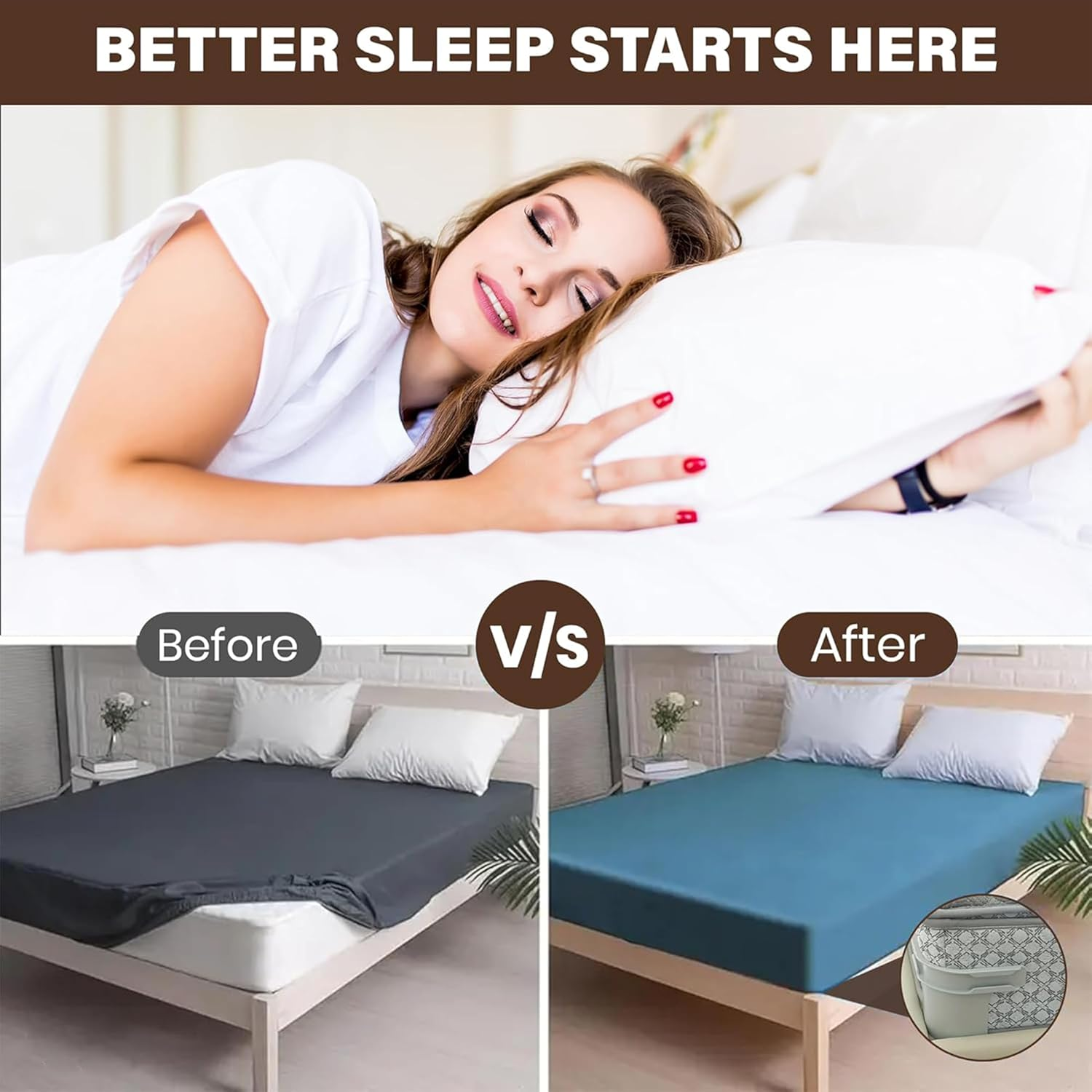 No-Slip Bed Sheet Holders (4Pcs) &ndash; Grey Fitted Sheet Straps with Secure Lock Strip &ndash; Keep Sheets Tight & Neat, Universal Fit for All Mattress Sizes &ndash; Quick & Easy Setup image number 6