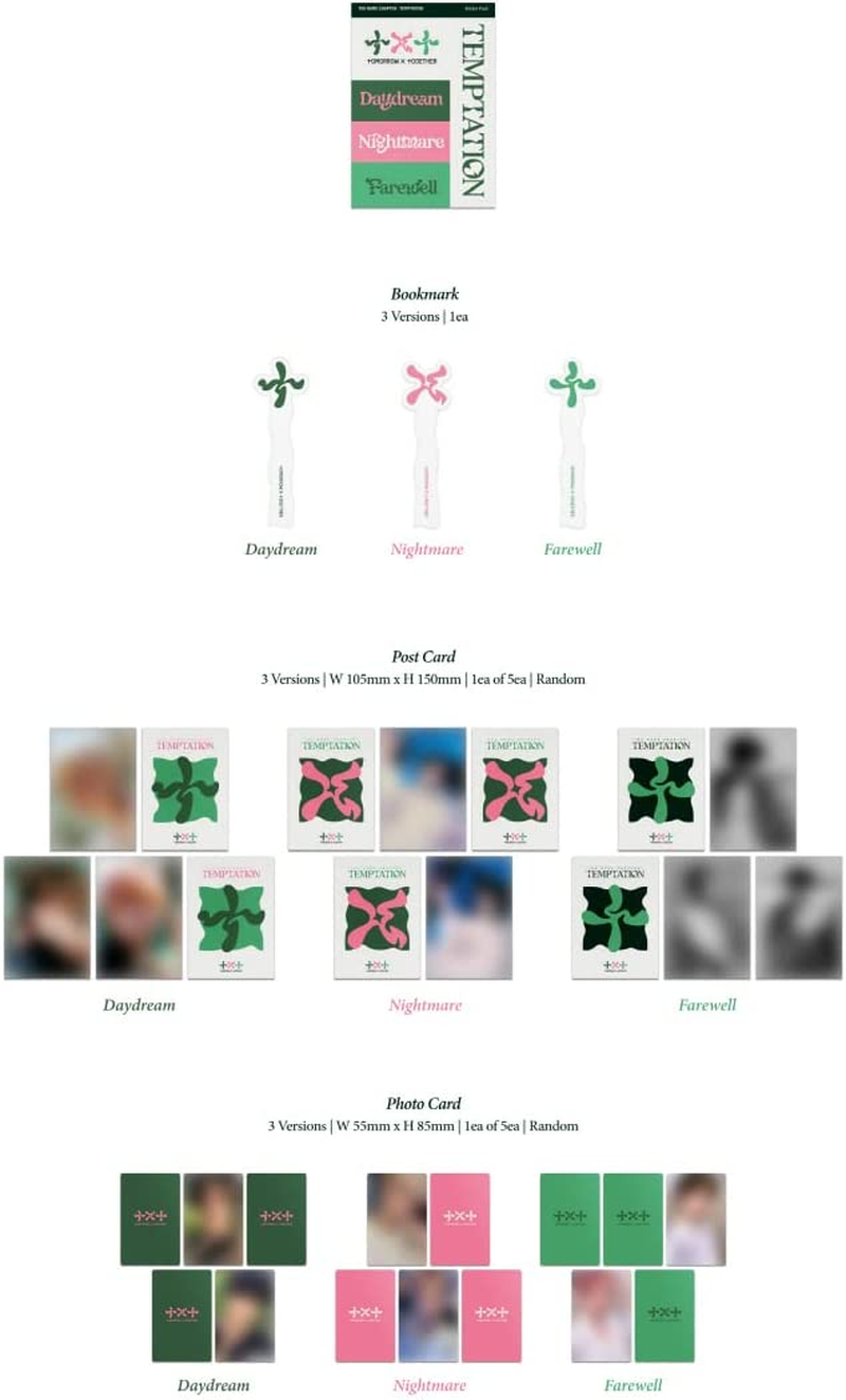 TXT the Name Chapter : TEMPTATION 5Th Mini Album Nightmare Version Cd+1P Folding Poster on Pack+84P Photobook+16P Lyric Book+1Ea Sticker Pack+1Ea Bookmark+1P Postcard+1P Photocard+Tracking Sealed image number 3