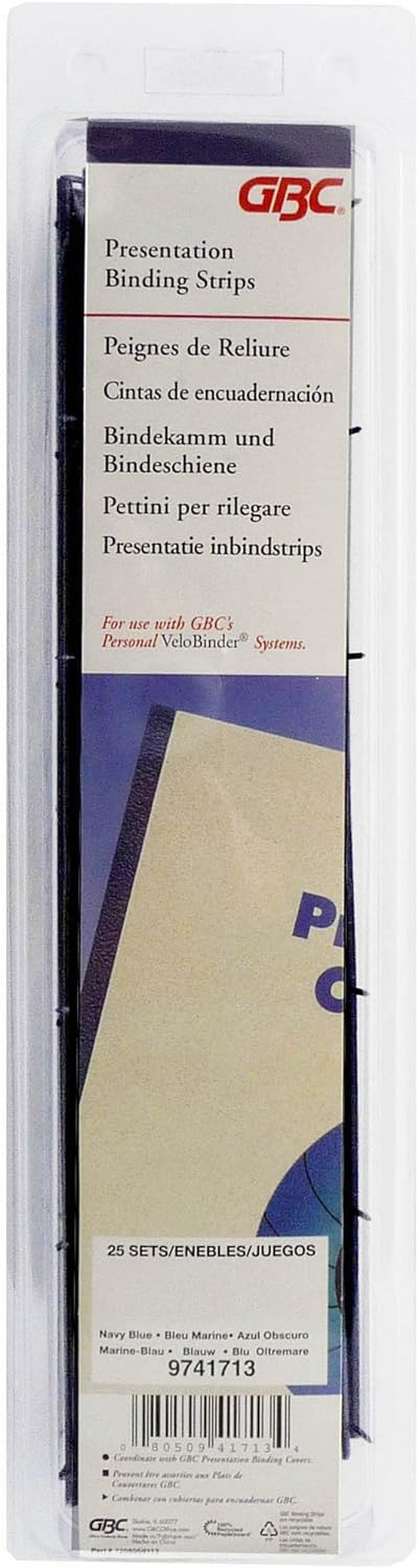 GBC QT9741639 Binding Strip, EVB 4 Prong White PK25 - Blue