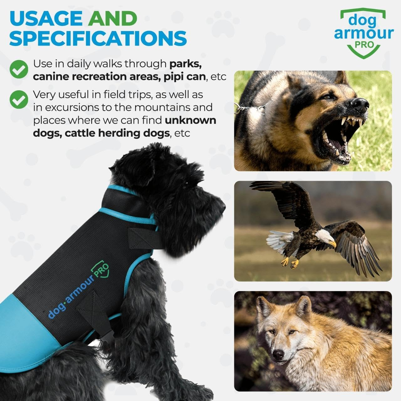 Dog Armour PRO Protective Dog Harness Vest for Dogs &ndash; Shield Your Pet from Raptor and Animal Attacks &ndash; Adjustable, Choke Free, Waterproof, Reflective (XXS, Blue)