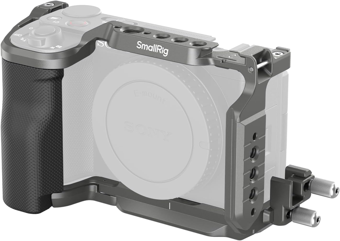 SMALLRIG ZV-E10 II Hawklock Quick Release Cage Kit for Sony ZV-E10 II with Cable Clamp for HDMI, Built-In Ergonomically Designed Silicone Handle, Quick-Release Plate for Arca, QD Socket - 4949 image number 3