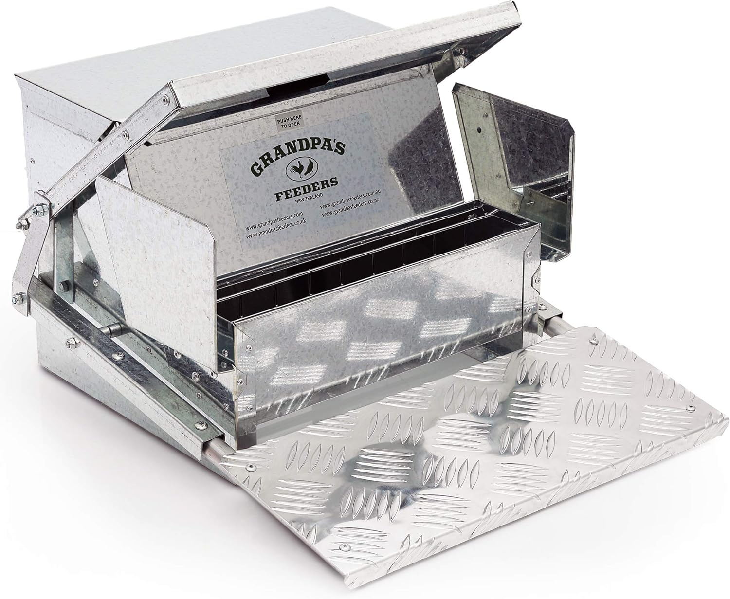 Grandpa'S Feeders Automatic Chicken Feeder - Sturdy Galvanized Steel Poultry Feeders - Rat Proof & No Spill with Weatherproof Lid - Standard Size for 6-12 Chickens 10 Days (9Kg Feed)