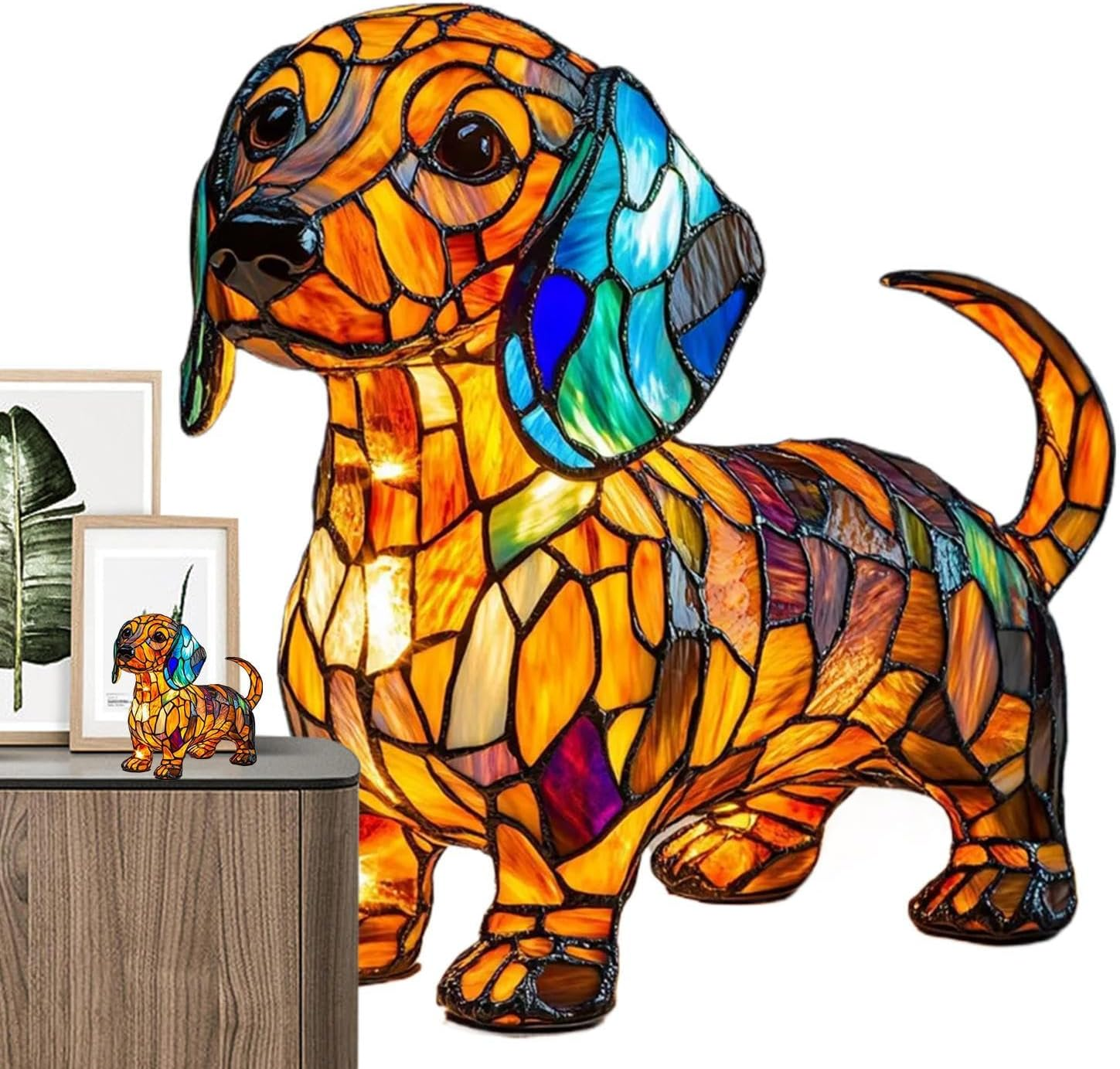 French Fighting Dog Night Lights,Dachshund Night Light,Pug Table Lamp,Cute Animal Lighting,Colorful Sculpture Vintage Tabletop Decorations for Bedroom - Pug Dog image number 6