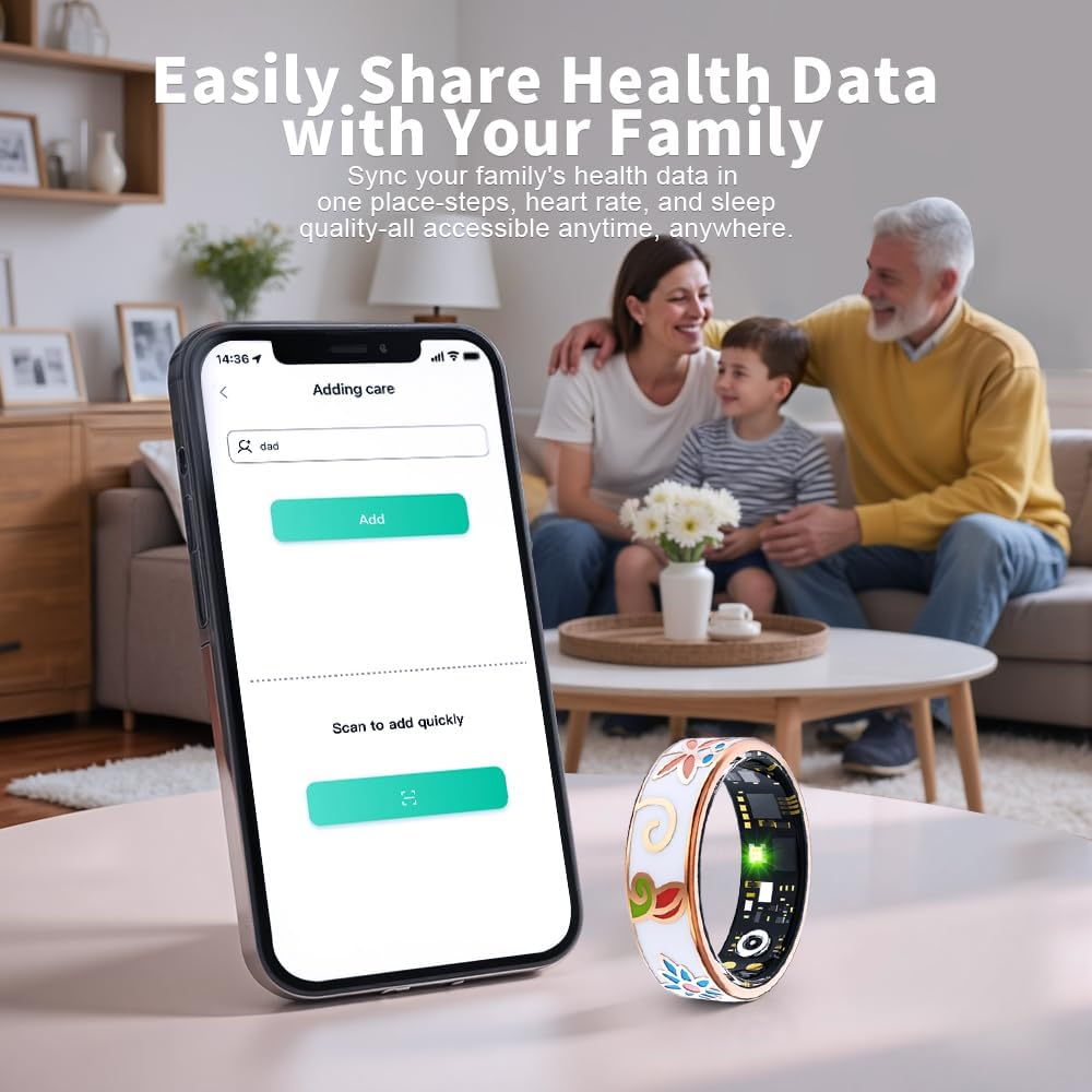 Smart Ring for Men & Women Activity Tracker 5-7 Days Battery Life Crystal Charging Case Multi-Sports Mode IP68 Waterproof Andriod and Ios(12) image number 1