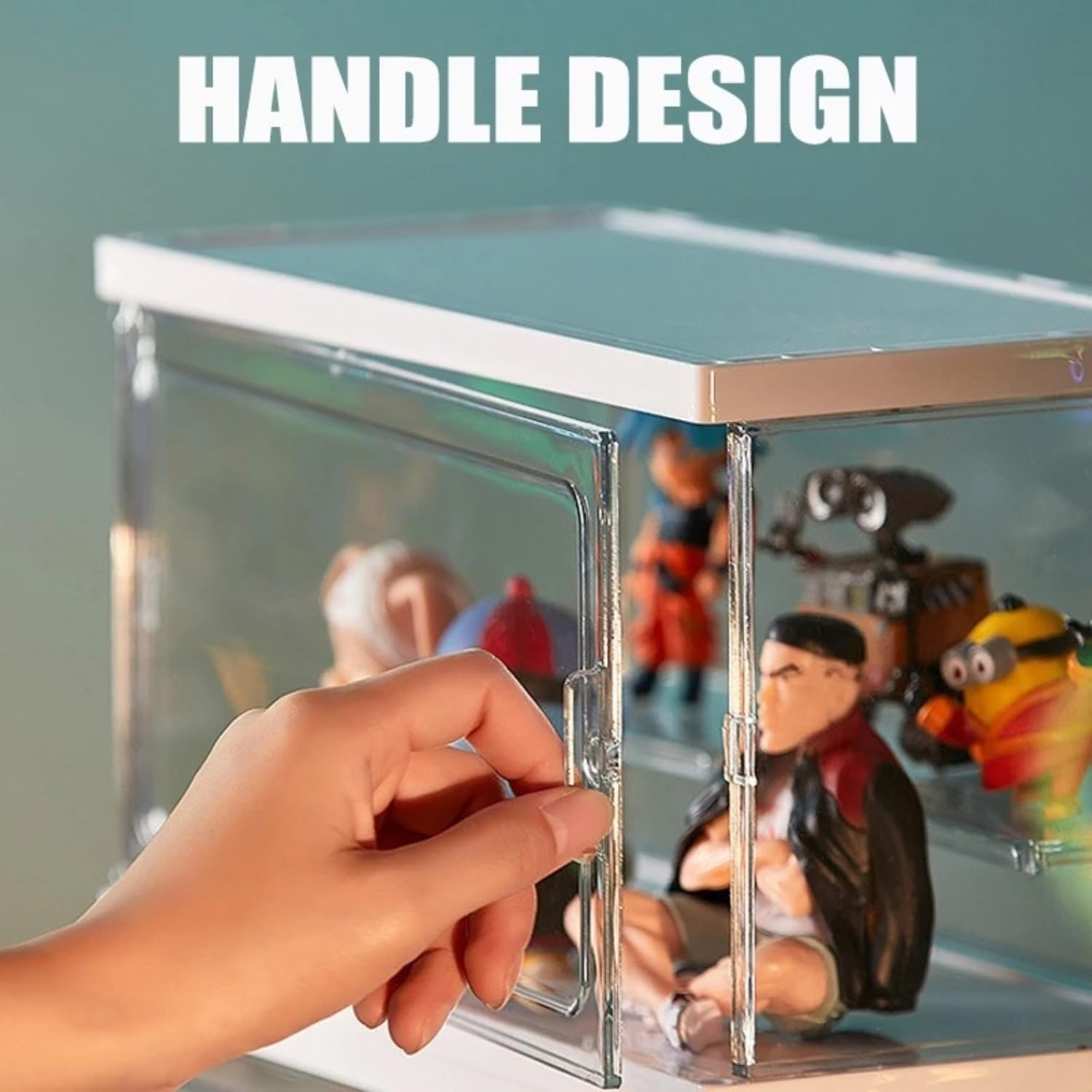 Toy Display Storage Box Acrylic Clear Display Case PET Transparent Case Figure Display Dust-Proof Cabinet Doll Toys Organizer Case Countertop Cube with Removable Ladder (Large - One Layer) image number 5