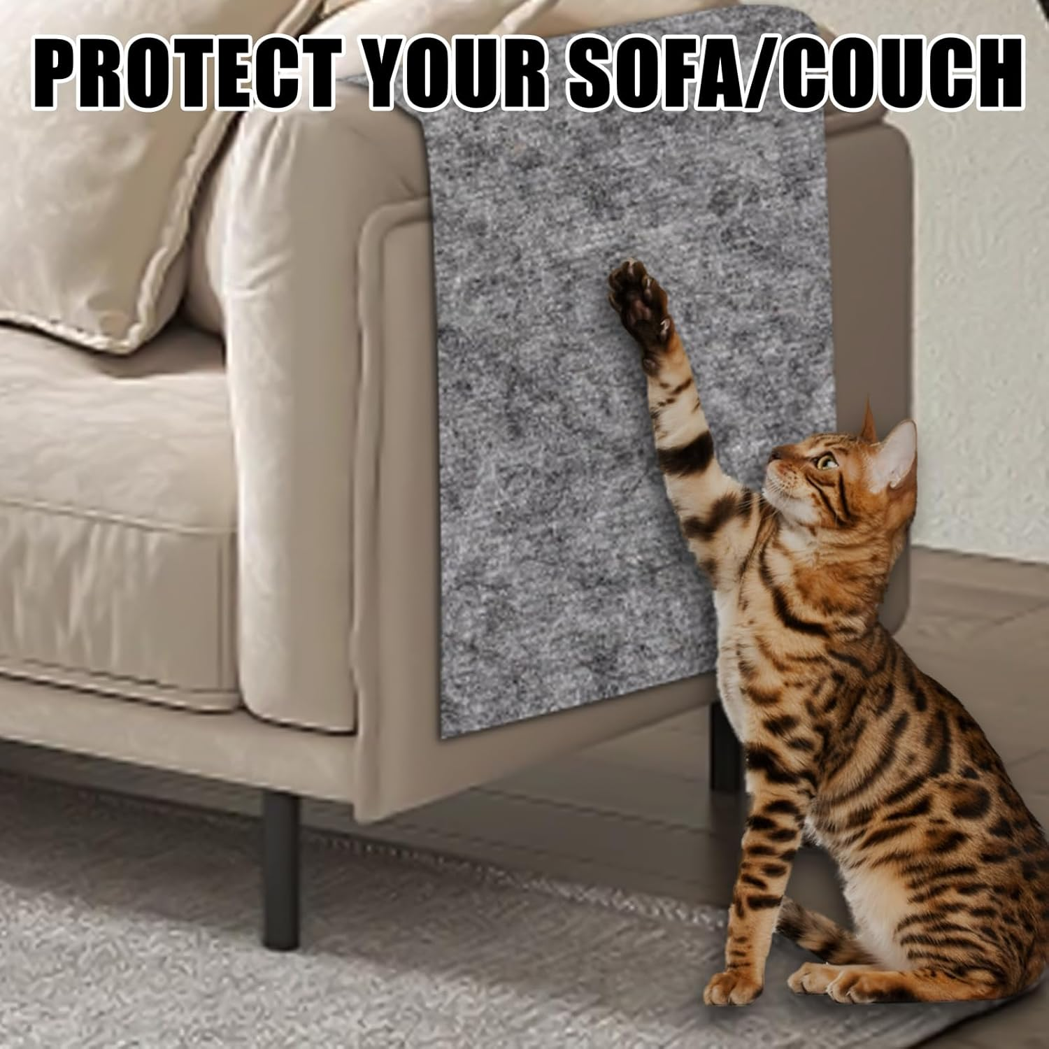 200 Cm X 40 Cm Self-Adhesive Scratching Mat Cat Scratching Mat Cat Wall DIY Trimmable Scratching Board Cat Scratching Mat Scratch Protection Sofa Cat Anti-Scratch Tape for Cat Stand Wooden Handle Cat