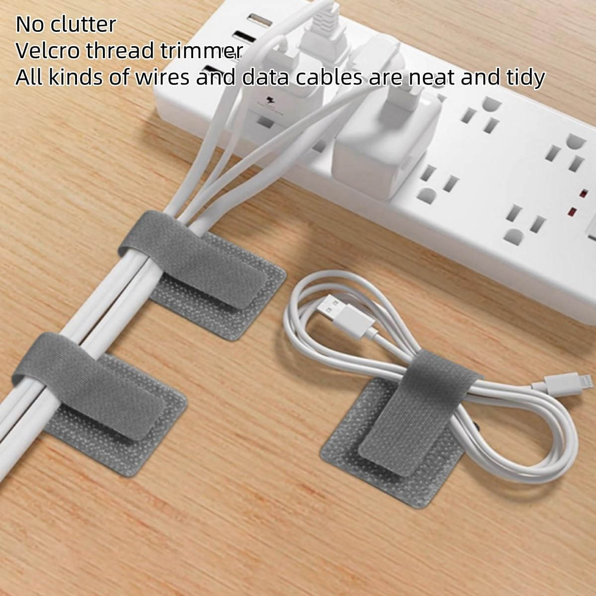 60PCS Reusable Cable Ties,Ywbfove Self-Adhesive Hook Strap Heavy Duty Cable Strap, Post-Adhesive Cable Organizer, Cable Clamp, Home and Office Essentials (Black, Grey, White) image number 2