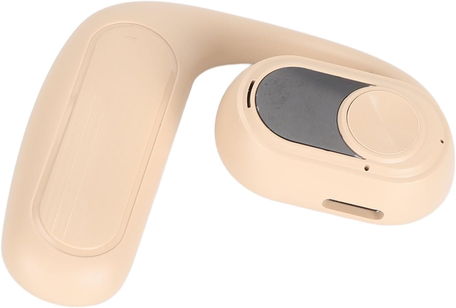 Generic Single Ear Headset, Single Open Ear Headphones Noise Cancelling Type C Interface Calling for Hiking (Beige) - Black image number 2