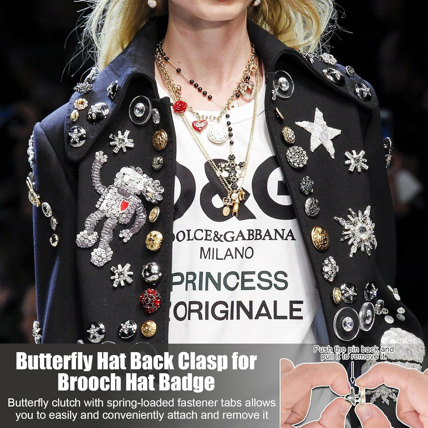 Pin Backs, 50 Pcs Metal Pin Backings, Backs Locking Pin Keepers Clasp Metal Pin Backs for Jewlery, Crafts, Lapel Pins (Black)