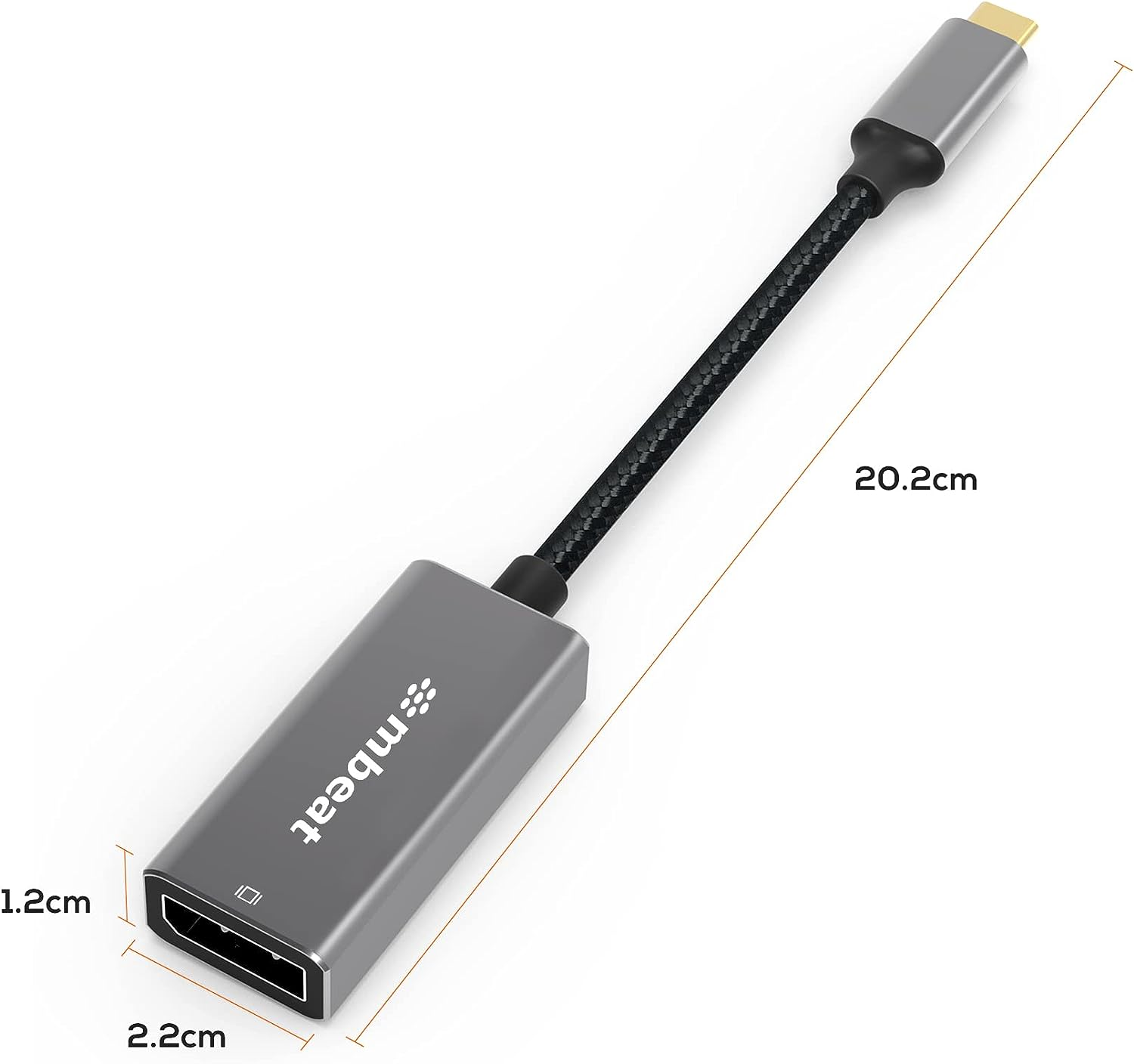 Mbeat Elite USB-C to Display Port Adapter - Space Grey, Converts USB-C to Displayport Female Port, Allowing Computers or Laptops with USB-C Port to Use Displayport Cables to Connect Monitors, Projectors, or Hdtvs with Displayport, Supports High-Definition Resolution up to 4K@60Hz (3840&times;2160) image number 2