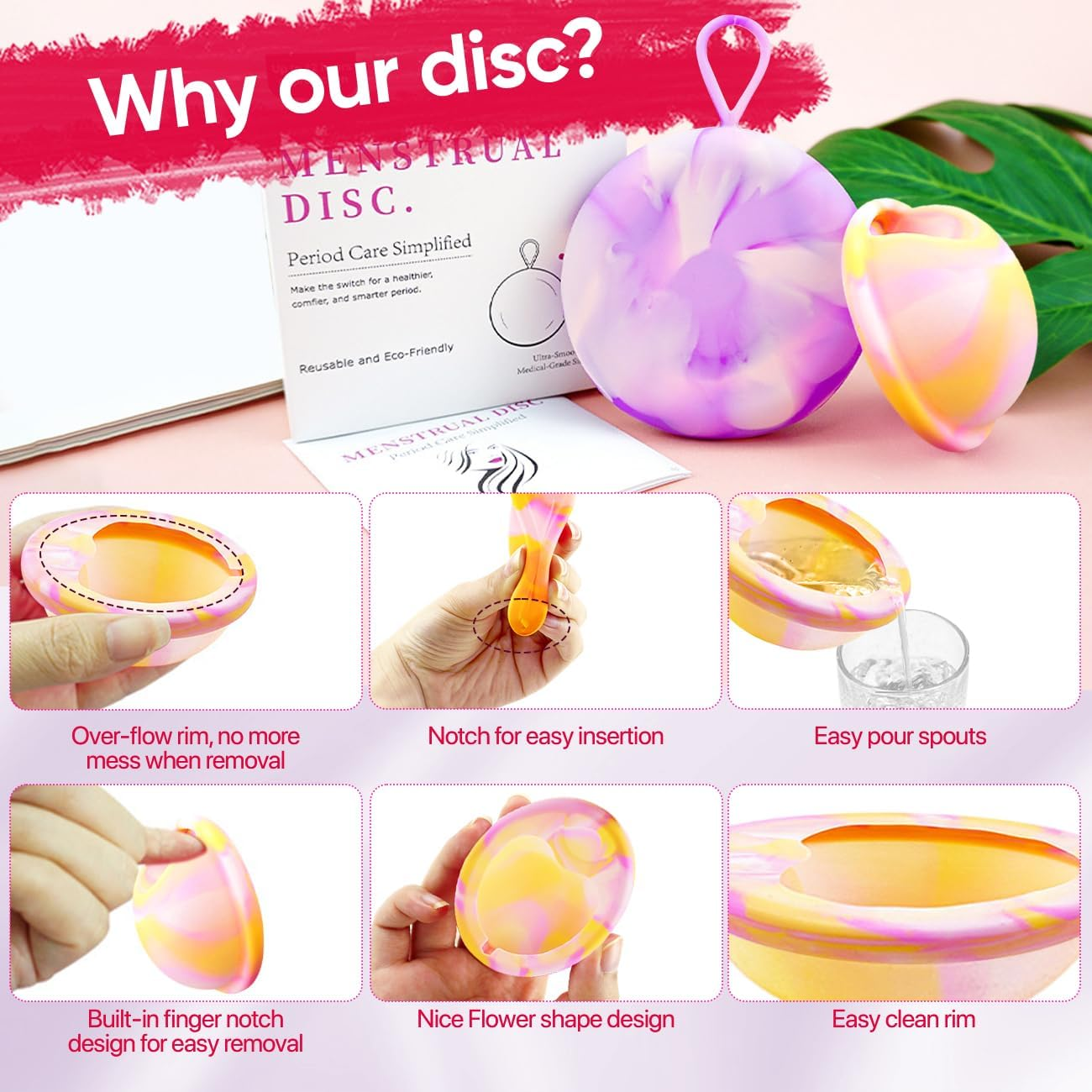 Menstrual Cups,Medical Grade Silicone Thin Fit Menstrual Disc,Large Capacity Menstrual Cup Wear for 12 Hours,Period Disc with Mini Cup Carrier Case,Reusable Menstrual Flow Cup for Women Periods image number 6
