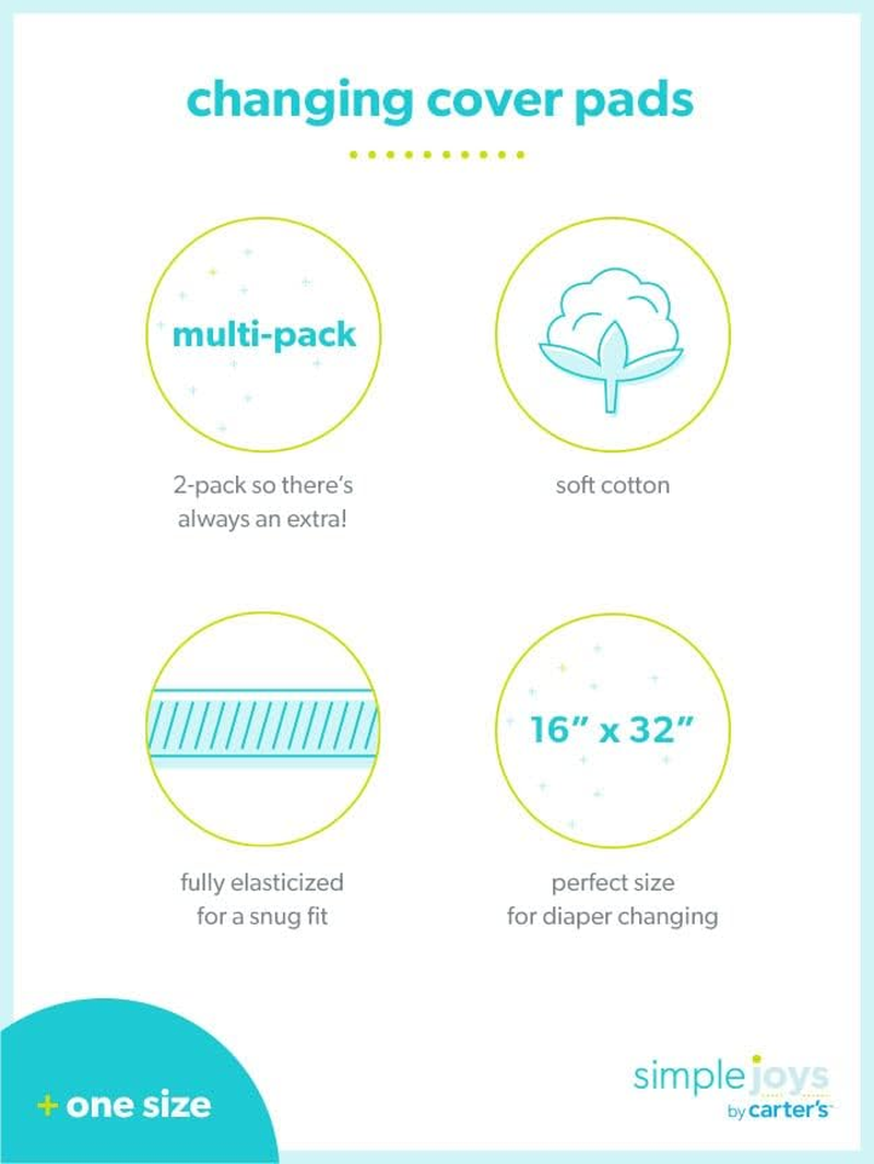 Simple Joys by Carter'S Kids' Baby 2-Pack Cotton Changing Pad Covers image number 3