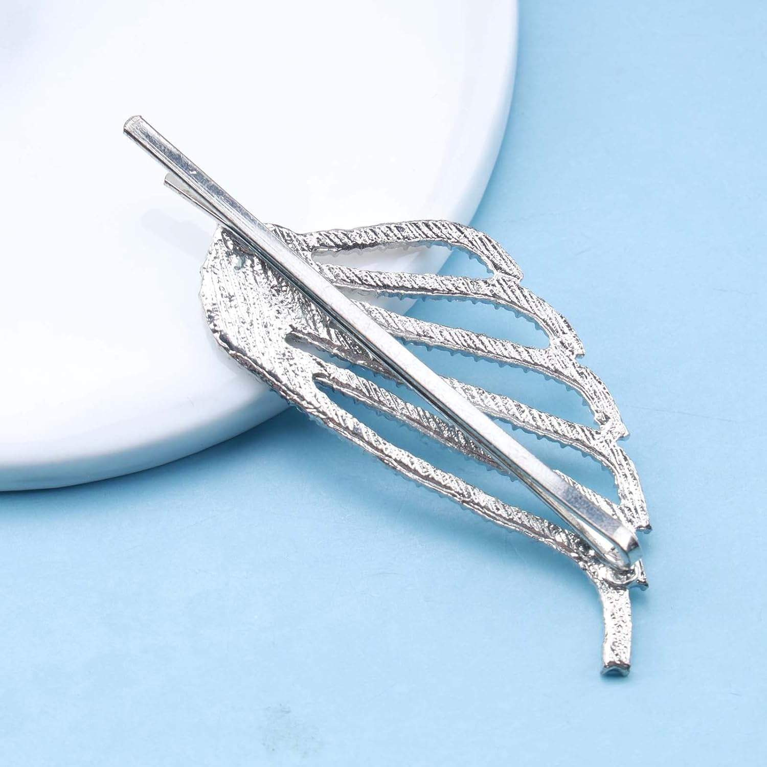 Yheakne Boho Crystal Wings Hair Clip Pin Angel Wings Hair Clip Pins Vintage Silver Rhinestone Hair Clips Decorative Bobby Pin Shiny Wedding Hair Accessories for Women and Girls (Right Side) image number 2