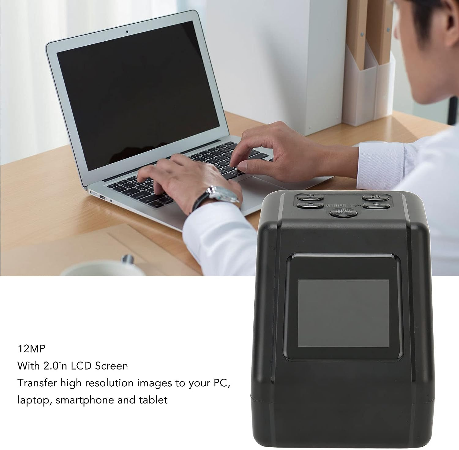 Digital Film Scanner, 12MP Slide Negative Scanner with 2 Inch LCD Screen for Convert 135 126 110 Super 8 Films Slides to Digital JPEG, Photo Scanner for PC Laptop Phone - B image number 7