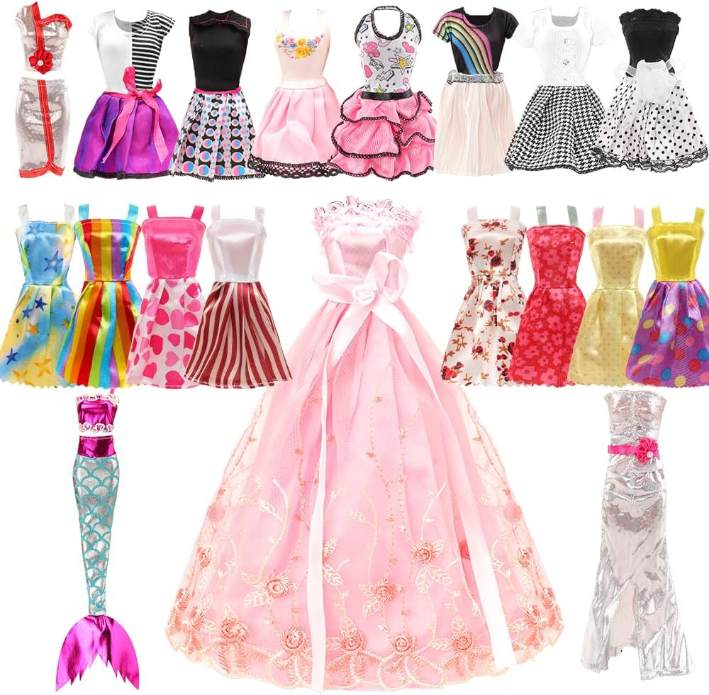 Barwa 55 Pcs Doll Clothes and Accessories Set EU CE-EN71 Certified Include 15 Clothes Party Grown Outfits + 40 Different Doll Accessories for 11.5 Inch Dolls image number 2