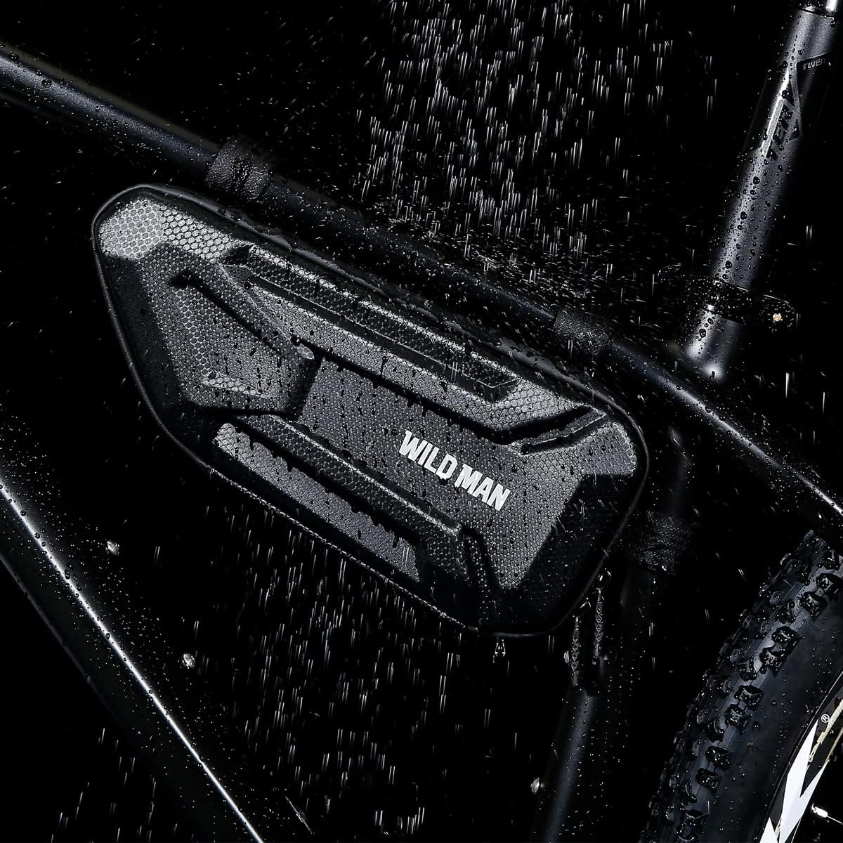 WILD MAN Rainproof Hard Shell Bike Triangle Frame Bag Top Tube Bicycle Bags Good for MTB Mountain Road Bike or Motorcycle Saddle (XT4, Sun Pattern) image number 2