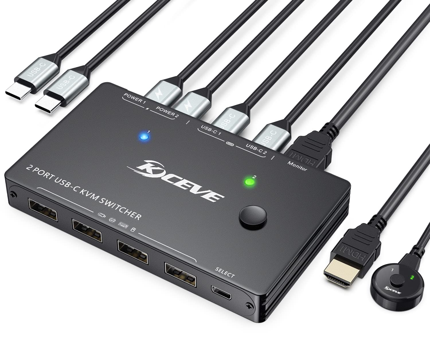 USB Type-C KVM Switch, 2 Port USB C KVM Switcher Box Support 4K@60Hz for 2 Computers Share Keyboard Mouse and 1 Monitor, Support 100W PD Fast Power Delivery image number 4