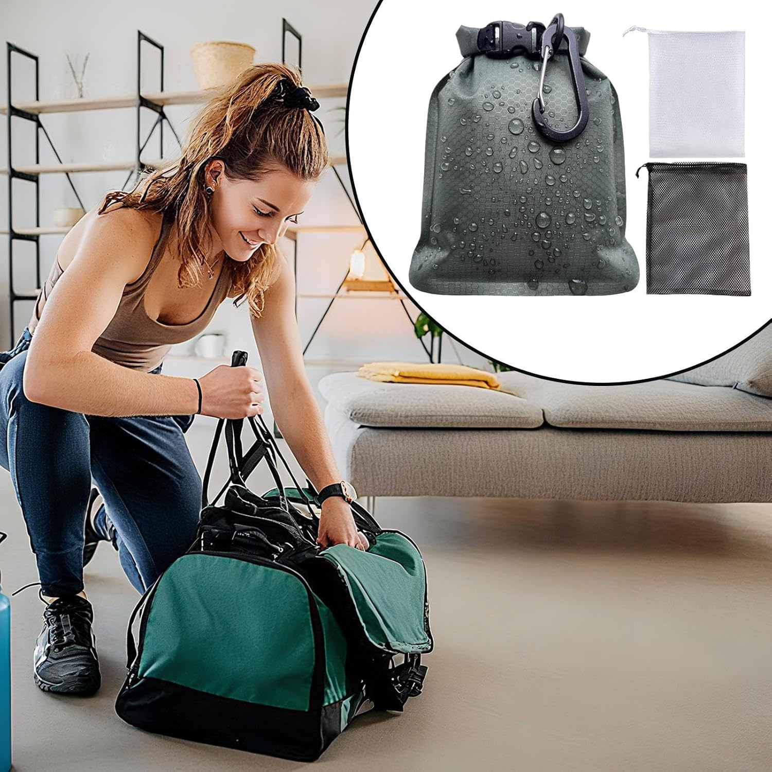 Soap Bag for Shower,Shampoo Bar Holder with Mesh Net | Waterproof Leak-Proof Gym Bathing Accessories for Swimming Travel Vacation Camping Holiday Packaging - Black image number 4