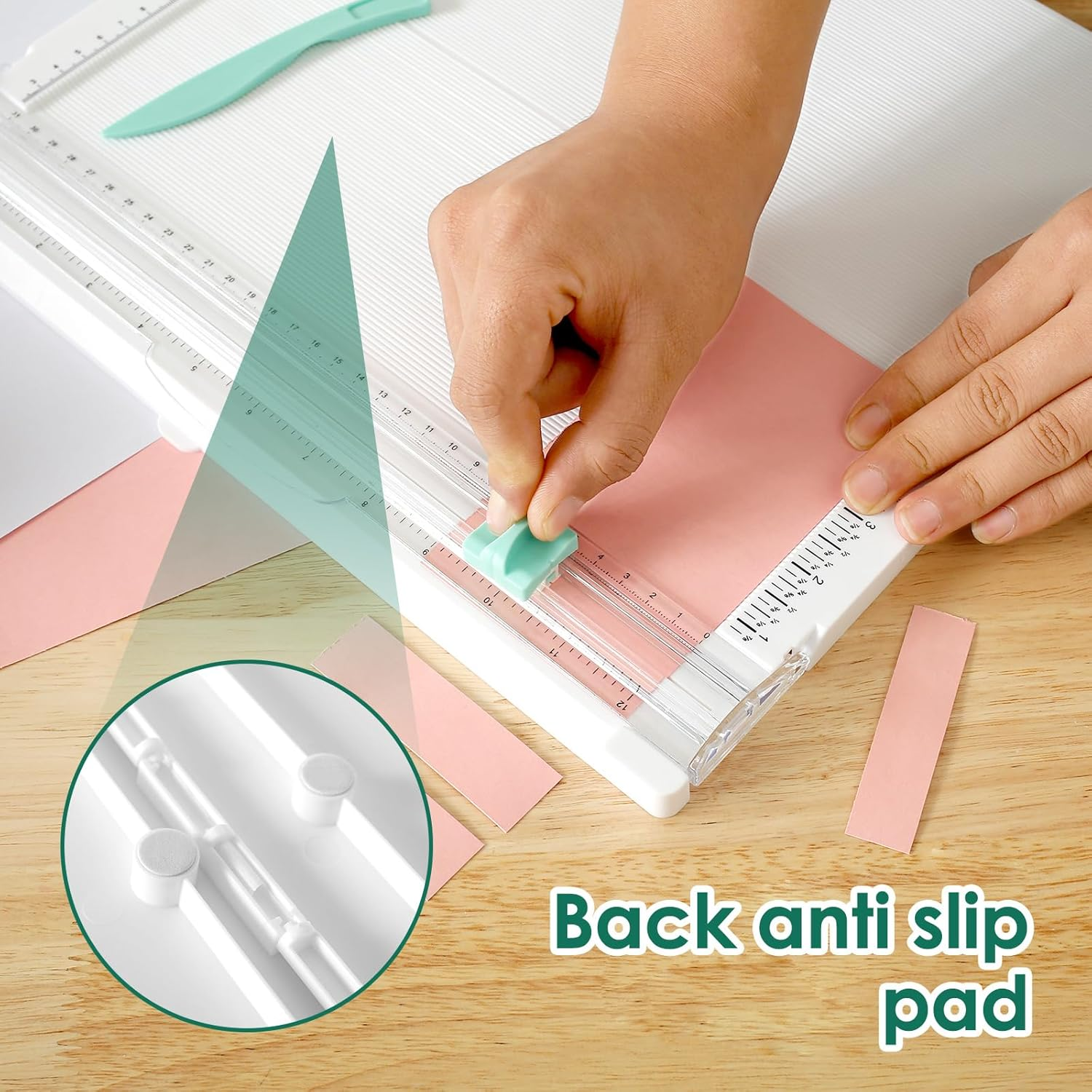 Abizarch Paper Trimmer with Scoring Cutter A4 Size Craft and Office Paper Cutter Foldable Portable Paper Slicer with Scale for Craft Paper Photo Cardstock Card Scrapbooking Zhazhamo(White) image number 5
