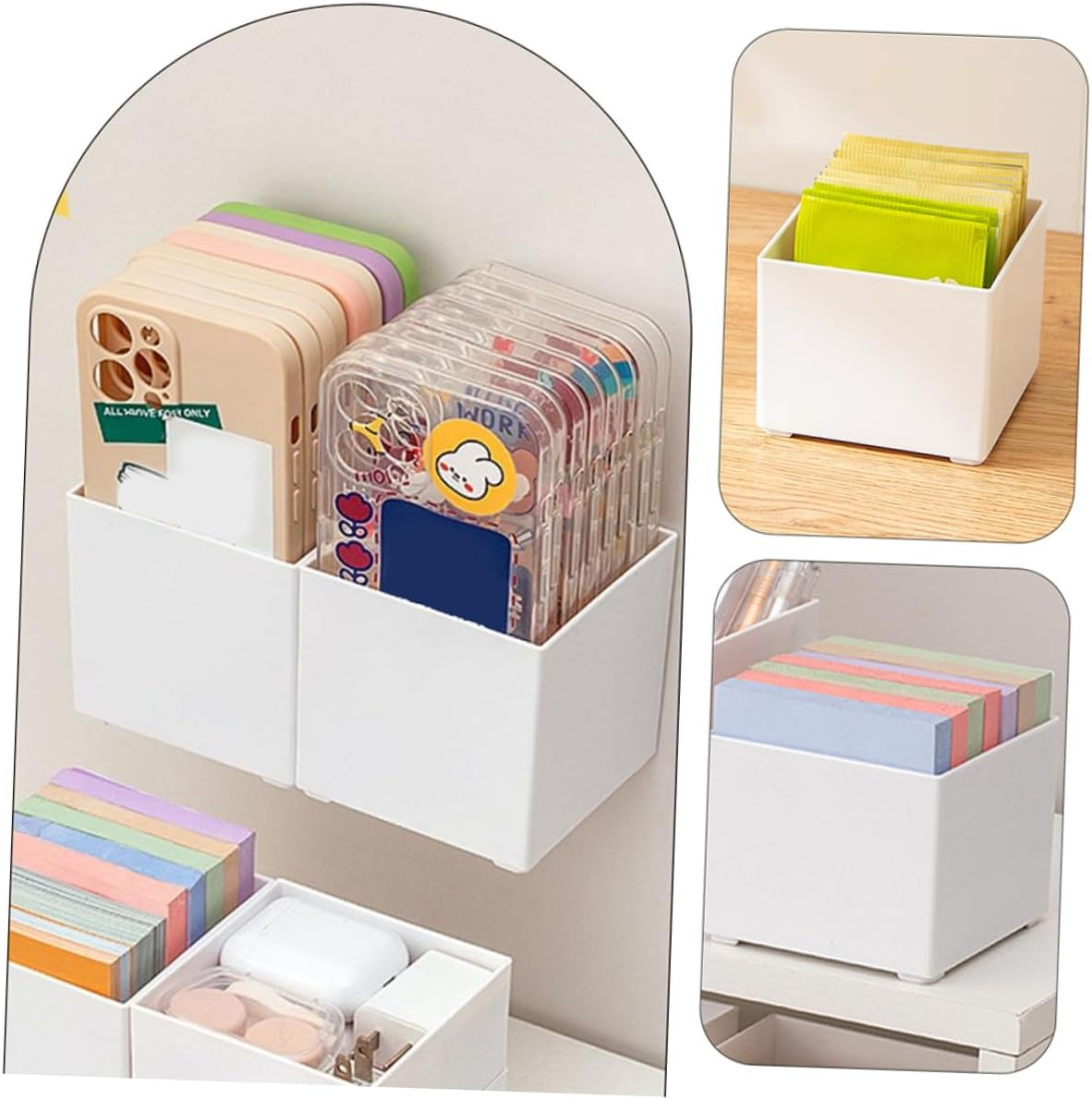 Hohopeti Desktop Memo Pad Holder Organizer Note Storage Box for Office Multi-Functional Memo and Pen Holder Desktop Accessory for Efficient Workspace Management