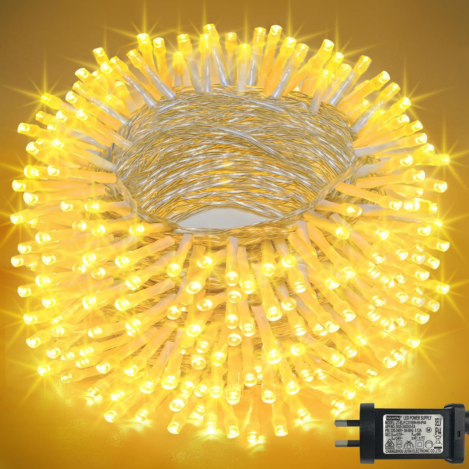 100Ft 300 LED White Christmas Lights Indoor Bedroom, Connectable White String Lights Outdoor Clear Wire, 8 Modes Twinkle String Lights Plug in for Room Tree Wedding Christmas Decoration