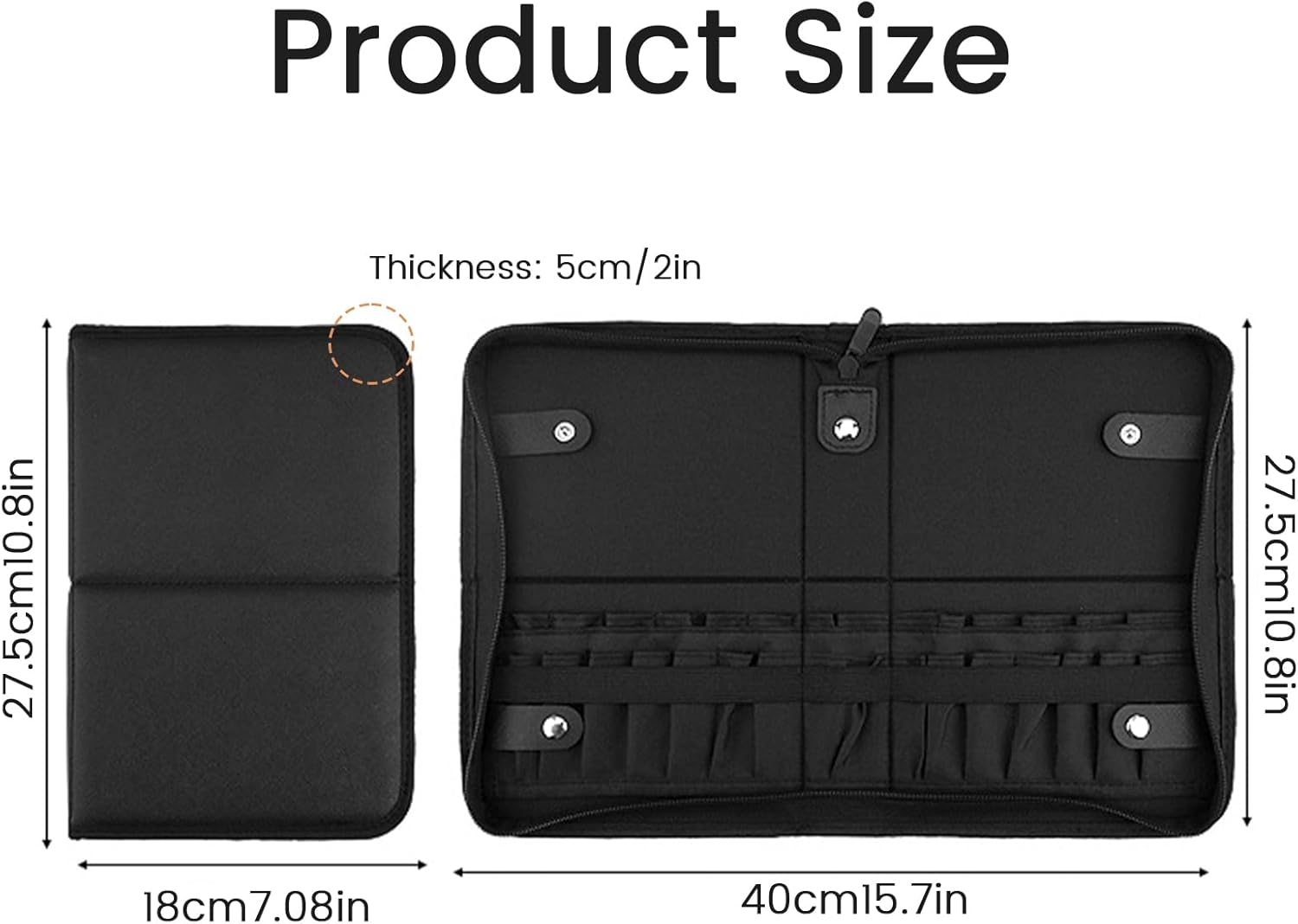 Black Travel Makeup Brush Holder,Waterproof Stand-Up Makeup Brushes Organizer, Portable Makeup Brush Holder Travel Case (BAG-876) image number 3