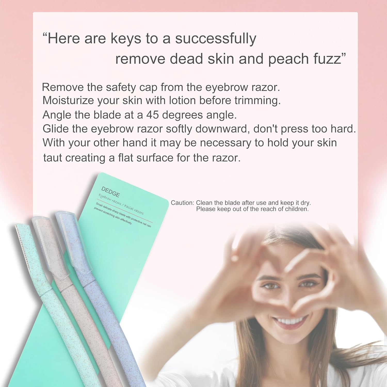 Dedge Eyebrow Razor-Dermaplaning Tool-Eyebrow Trimmer and Face Shaver-Facial Hair Removal-Facial Razors for Women and Men-Eyebrow Shaper with Protective Cover, Multicolor, 6 Count image number 5