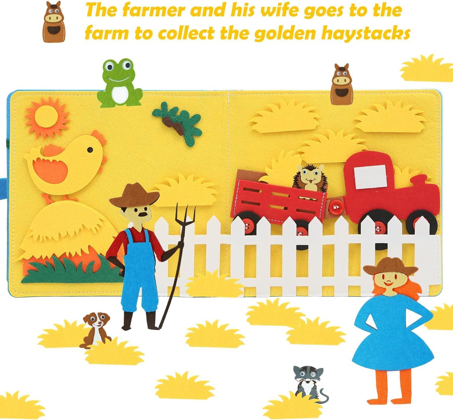 Montessori Busy Book for Toddlers Kids DIY Felt Quiet Book 3D Activities Cloth Story Book Preschool Learning Education Toys for Baby Boys Girls 3 4 5 6 Years Old Farm Theme Autism Sensory Gifts image number 6