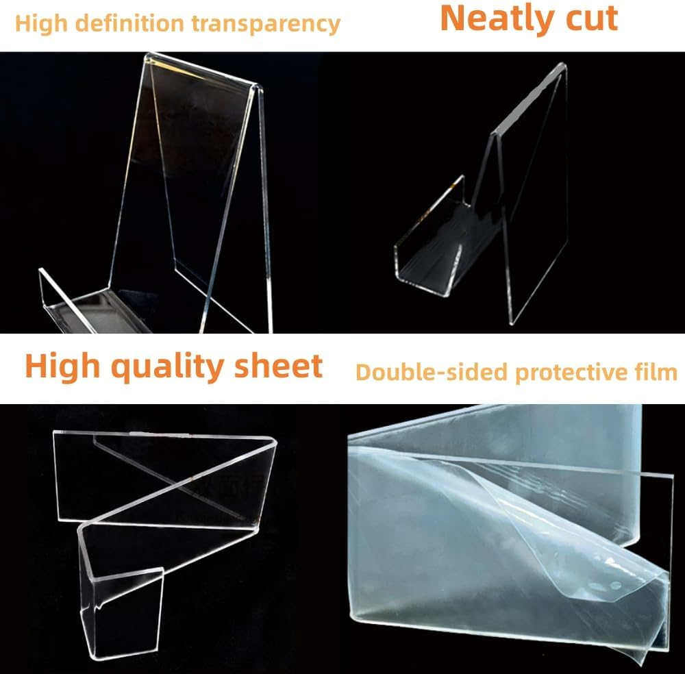 5Pcs Acrylic Sign Holder,Acrylic Book Stands,Clear Book Holder with Vertical Slanted Back, Clear Tablet Holder for Displaying Pictures, Books, Music Sheets image number 1