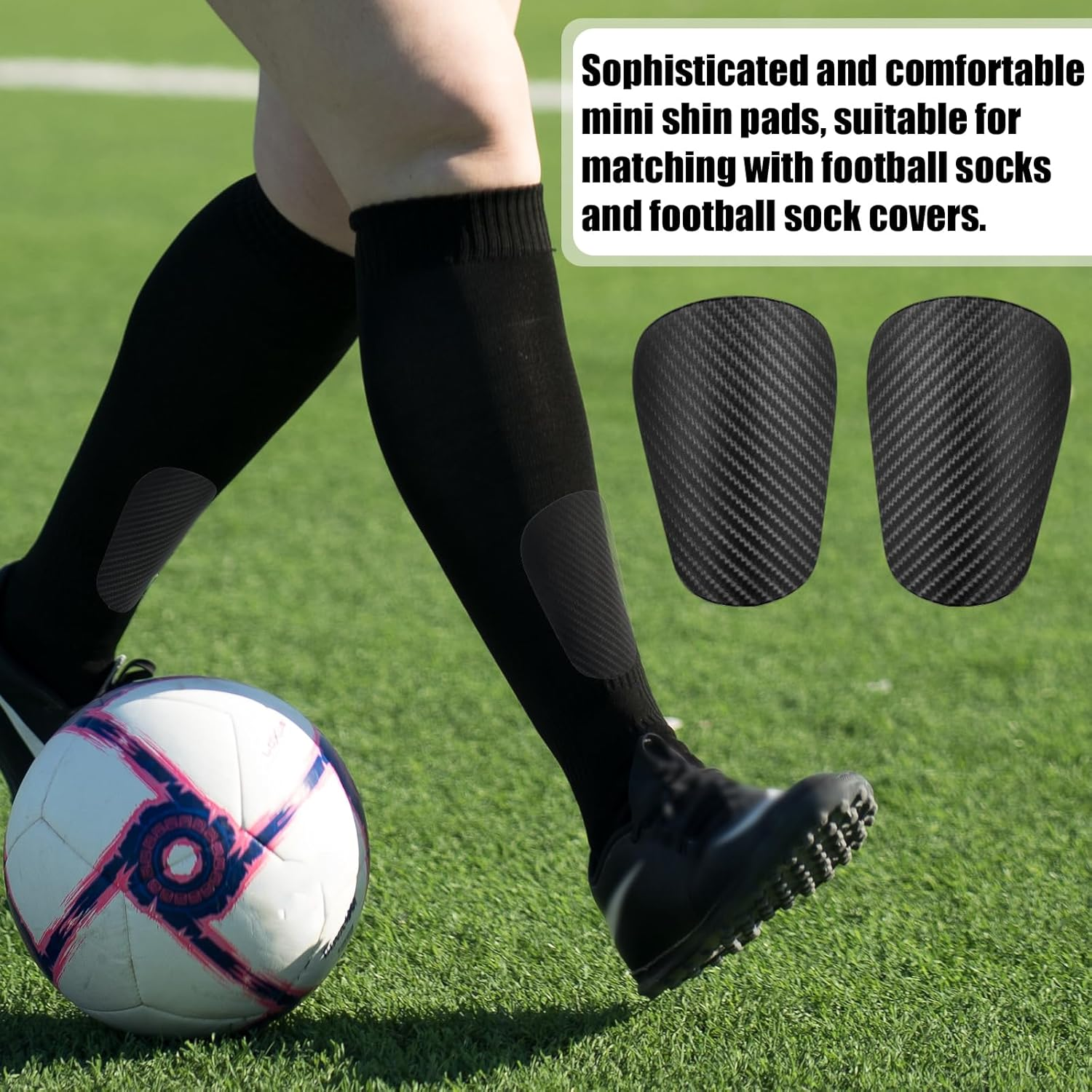 2Pcs Mini Shin Guards with Mesh Storage Bag, 3.15X1.97 Inch Miniature Football Shin Pads Small Soccer Shin Guards Tiny Shin Pads Protective Equipment Shin Guards for Men Women Boys (Black) image number 1