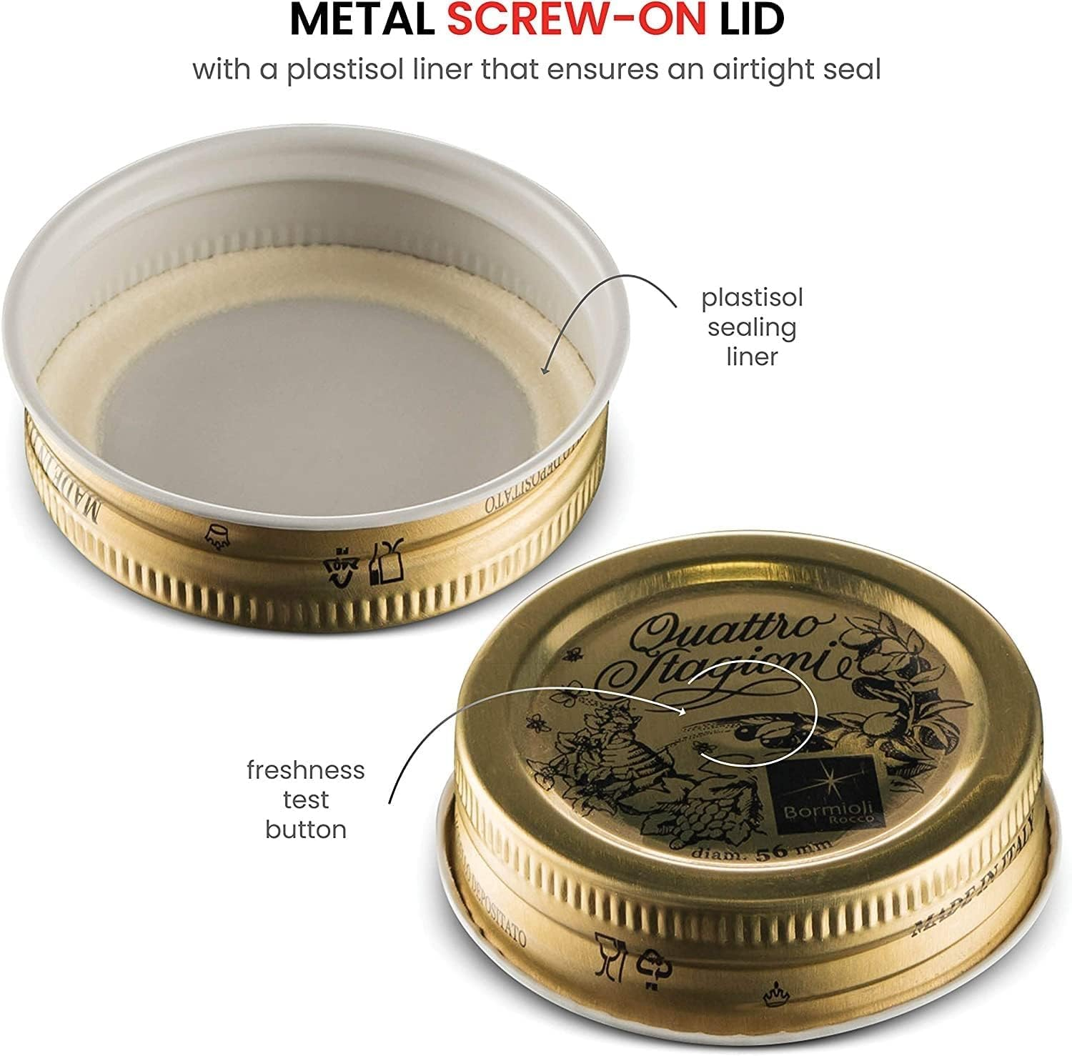 Bormioli Rocco 8.95051 Quattro Stagioni Lid, 56 Mm (Pack of 3) image number 1