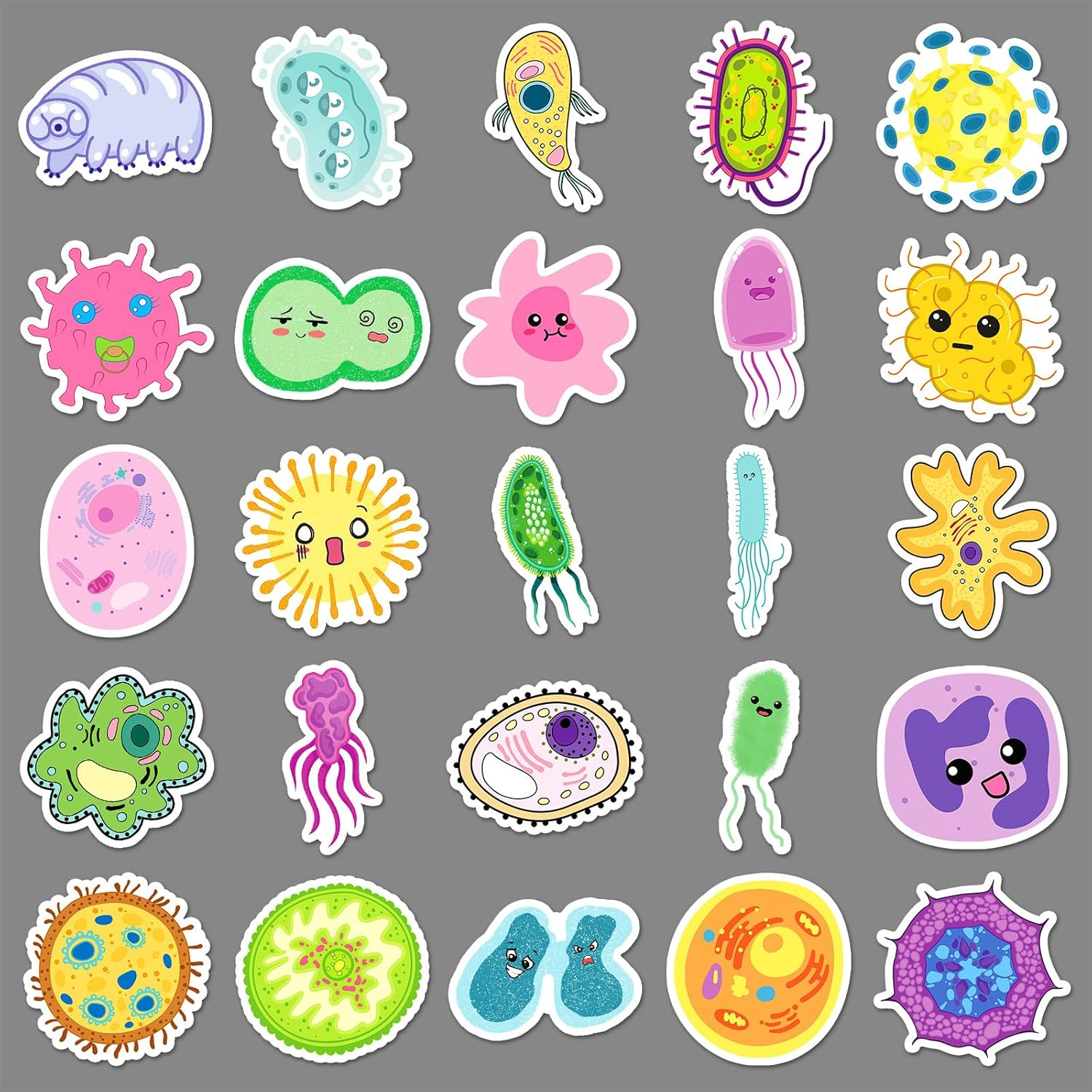 50 PCS Microorganism Decals Vinyl Waterproof Stickers for Children,Teens,Adults,Boys,Girls,Kids Stickers for Computer,Bicycle,Skateboard,Laptop,Phone,Luggage,Water Bottle - Australia Cute Stickers image number 3
