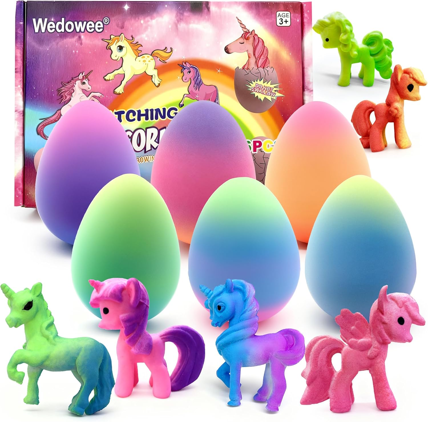 Unicorn Hatching Rainbow Eggs for Kids - 6 Pack Magic Unicorn Egg Toys Grow in Water, Easter Basket Stuffers, Birthday Gifts, Classroom Treasure Box Prizes, Goodie Bag Fillers for Girls&Boys Ages 3-8 image number 3