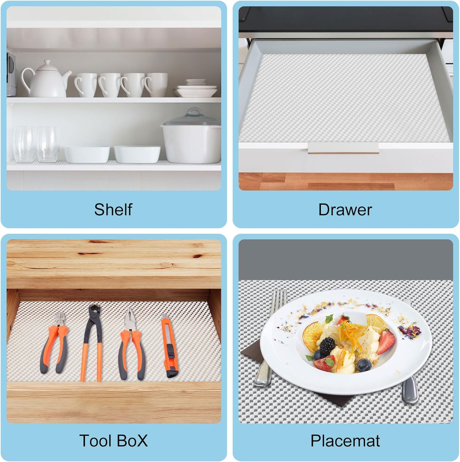 30Cm&times;1.5M Shelf and Drawer Liner for Kitchen Cabinets Non-Adhesive, Non Slip Durable Strong Clean for Shelves, Cabinets, Storage, Kitchen & Desks (White) image number 4