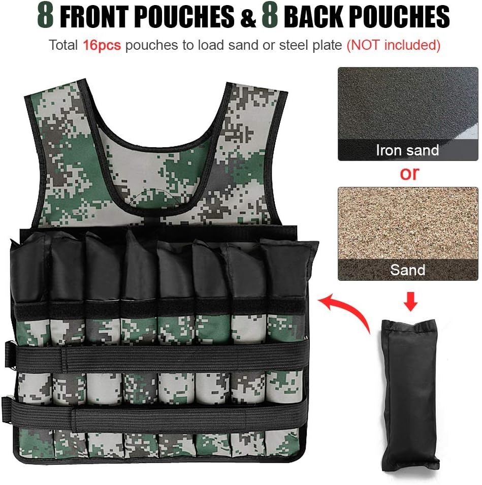 Adjustable Weighted Vest 20KG Max Loading for Exercises Fitness Muscle Building Weight Loss Running GTRH image number 5