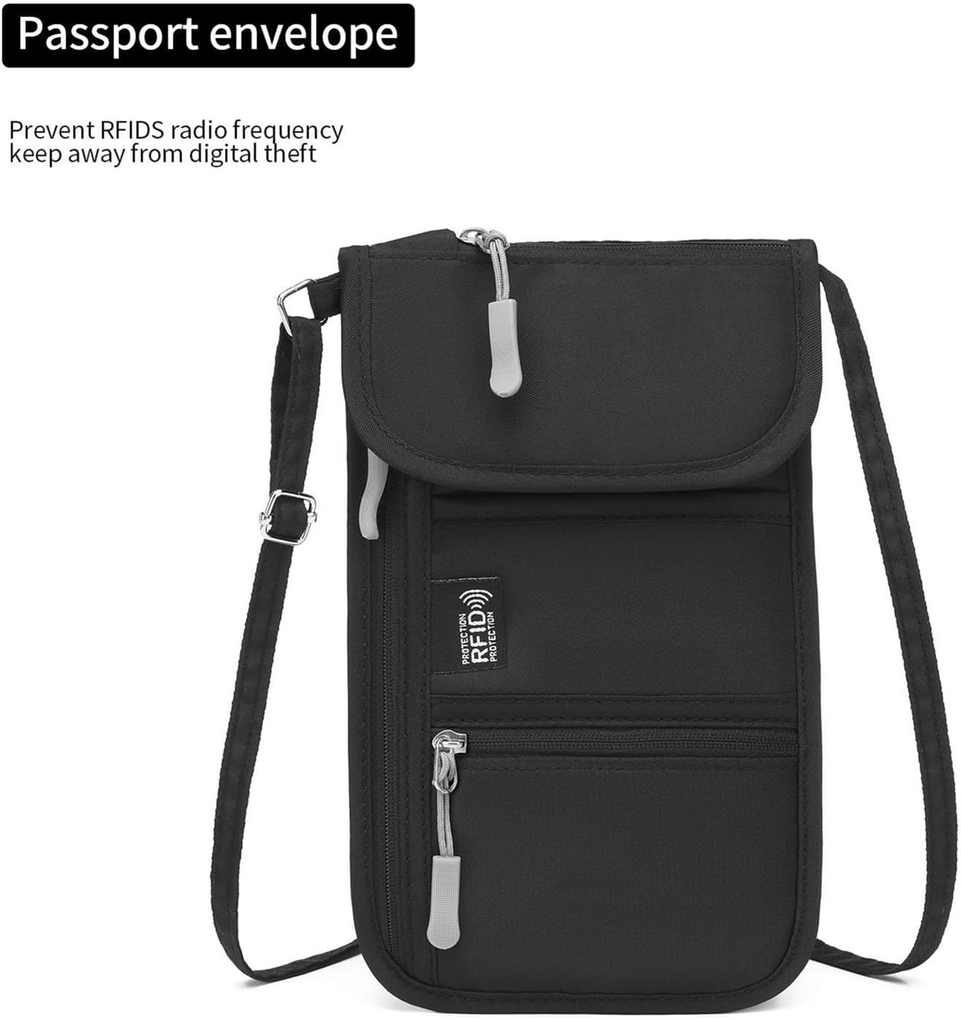 Eoixuqba Passport Pouch for Travel - Travel Pouch for Passport,Anti-Theft Document Holder Card Carrier for Mobile Phone Commute Running Beach Business Gym Hiking Daily Camping image number 5