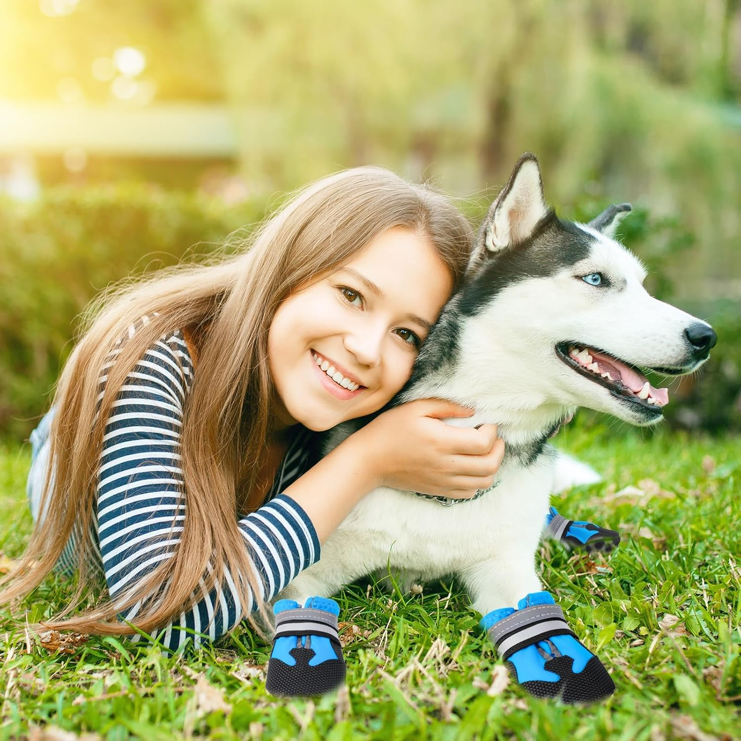 4 PCS Dog Boots Paw Protector,Waterproof Dog Shoes with Reflective Straps,Adjustable Washable Non-Slip Dog Shoes,Dog Boots for Injured Paws, Outdoor Walking Boots for Small Medium Large Dogs (XXL) image number 3