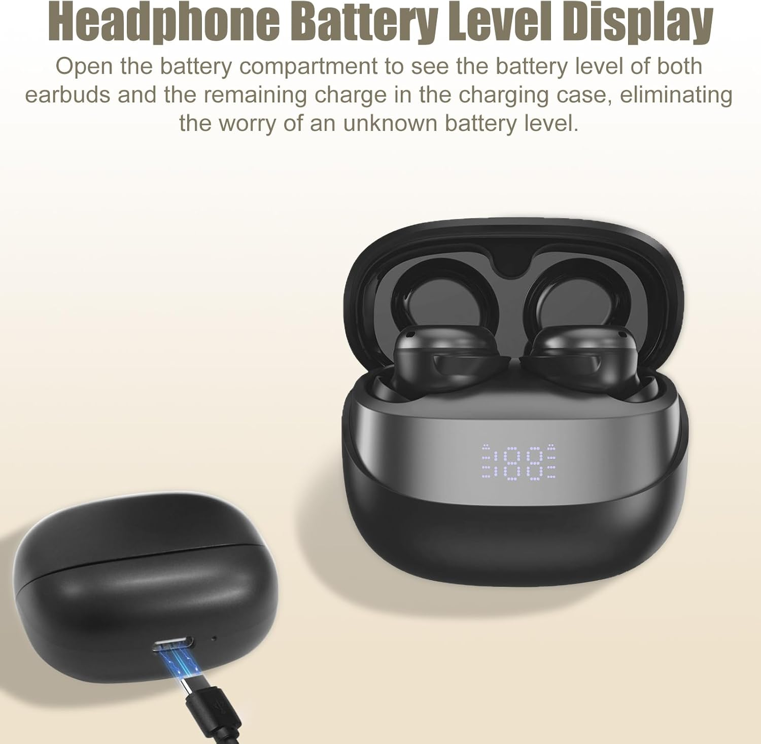7JI Bluetooth Headphones, Wireless Bluetooth 5.4, In-Ear Mini Earphones, LED Display, IPX4 Waterproof Wireless Headphones with ENC Noise Cancelling Mics image number 2
