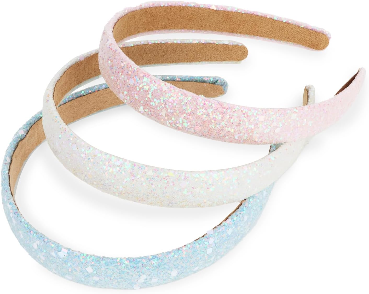 Glitter Headbands for Girls, 3PCS Cute Sequin Headbands for Women Sparkly Headband Bling Hair Bands, Head Bands for Girls Hair Accessories (Pink, Blue, White) image number 6