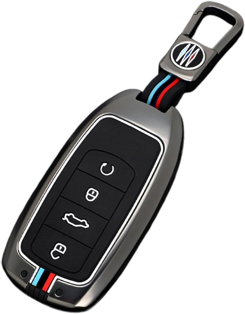 Ontto Metal Car Key Fob Cover Fit for Chery Tiggo 8 Pro plus New 5 plus 7 Pro Tiggo 7 Pro Max Omoda 5 C5 Key Holder Smart Silicone Key Case Shell Bag Keyring Keychain Auto Styling Accessories Silver 2