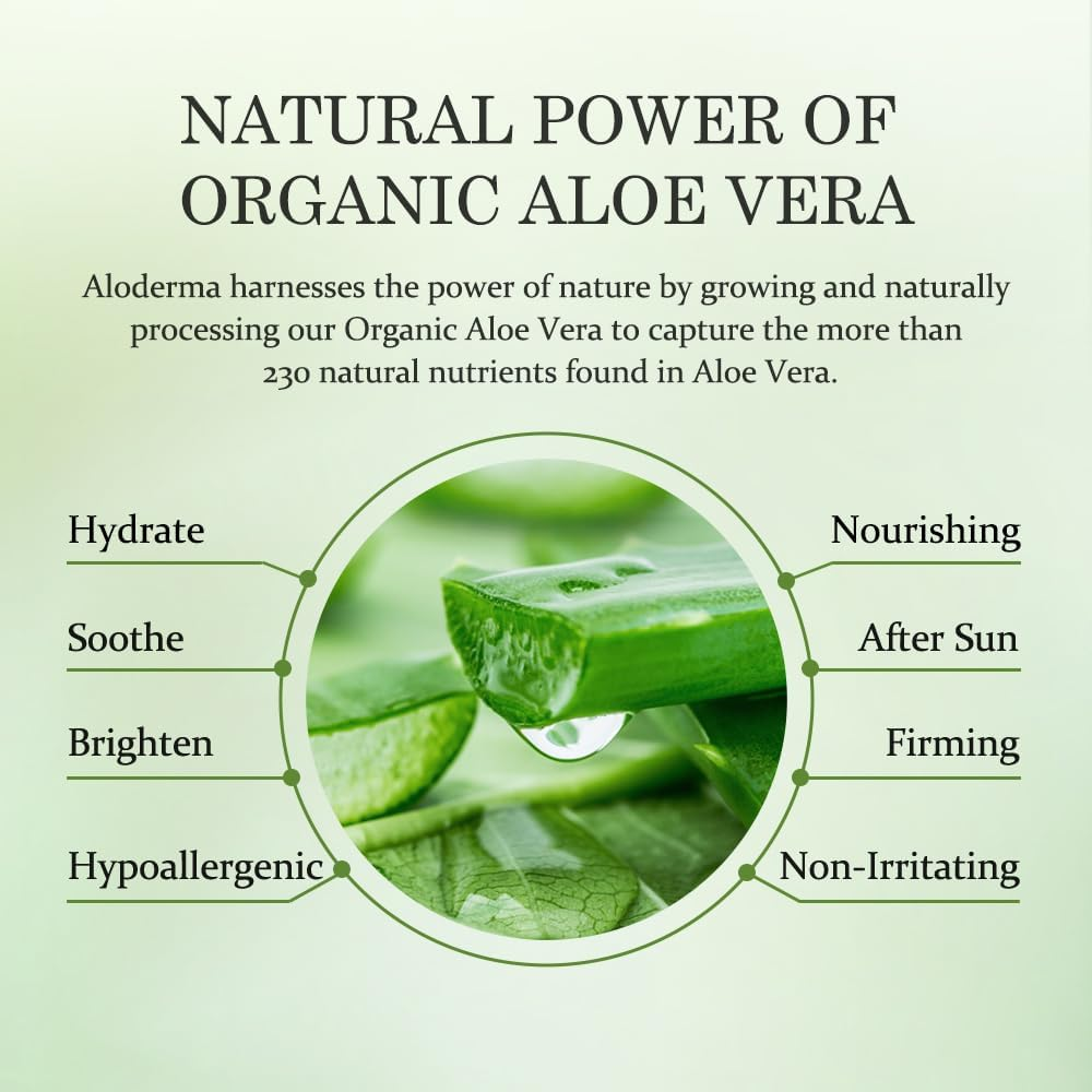 Aloderma 99% Organic Aloe Vera Gel, Bottled within 12 Hours of Harvest (300G, 313Ml), No Sticky Residue - No Powder Concentrates or Water Added - Eco-Friendly image number 3