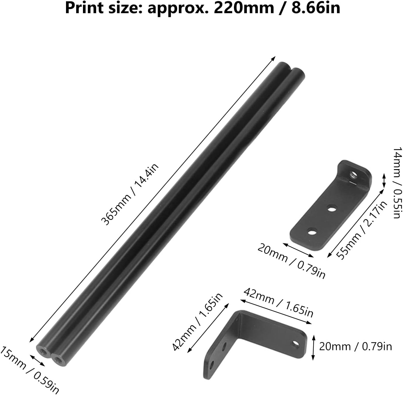 Supporting Rod Set, DIY Upgrade 3D Printer Part Accessories for Ender3 Ender3 V2 Ender3 Pro 220X220X250Mm Print Size, Aluminum Alloy Stainless Steel image number 2