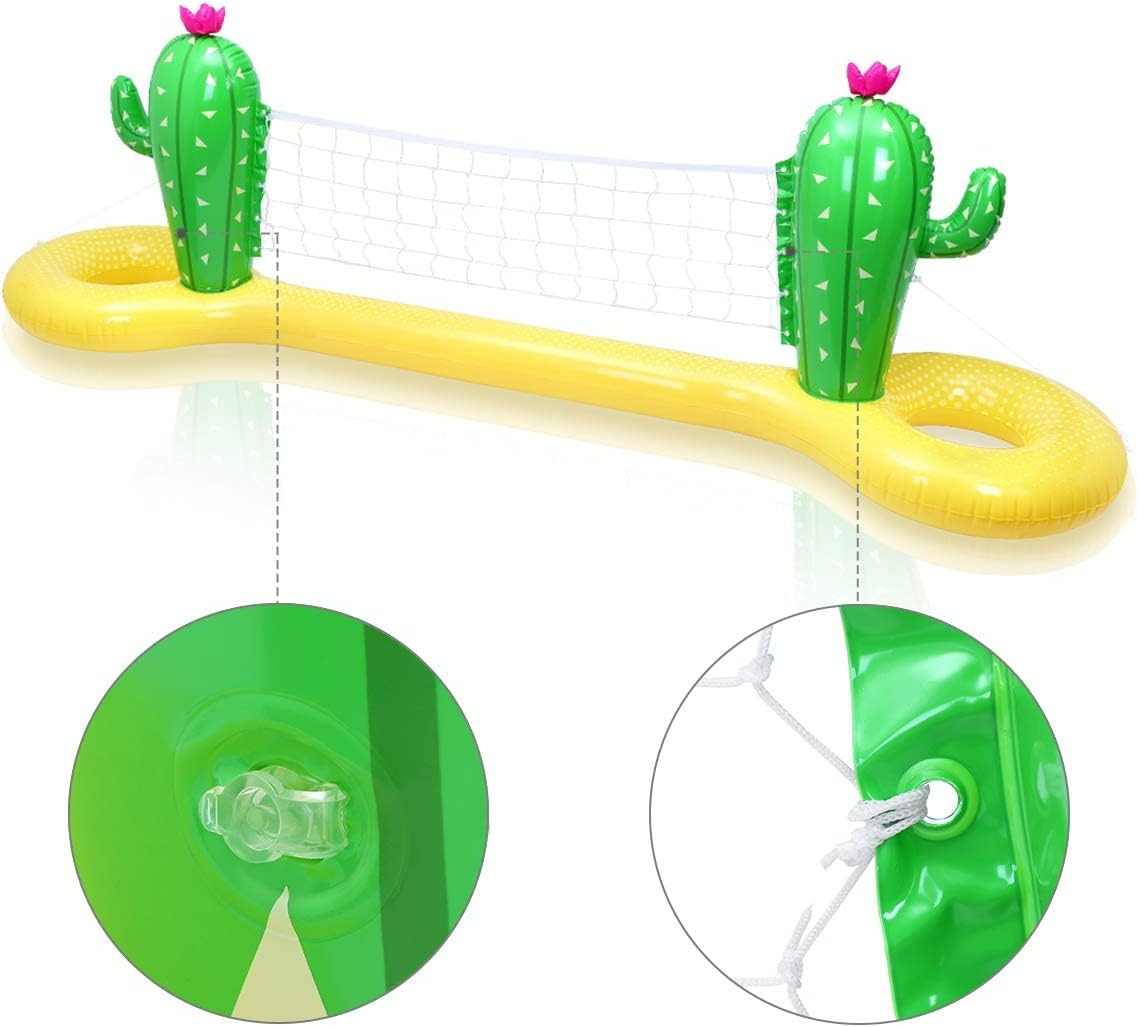 PVC Inflatable Volleyball Game Set Floating Hoop Game Cactus Floating Water Summer Fun Float Game Set Swimming Pool Summer Party300*70 * 100Cm image number 4