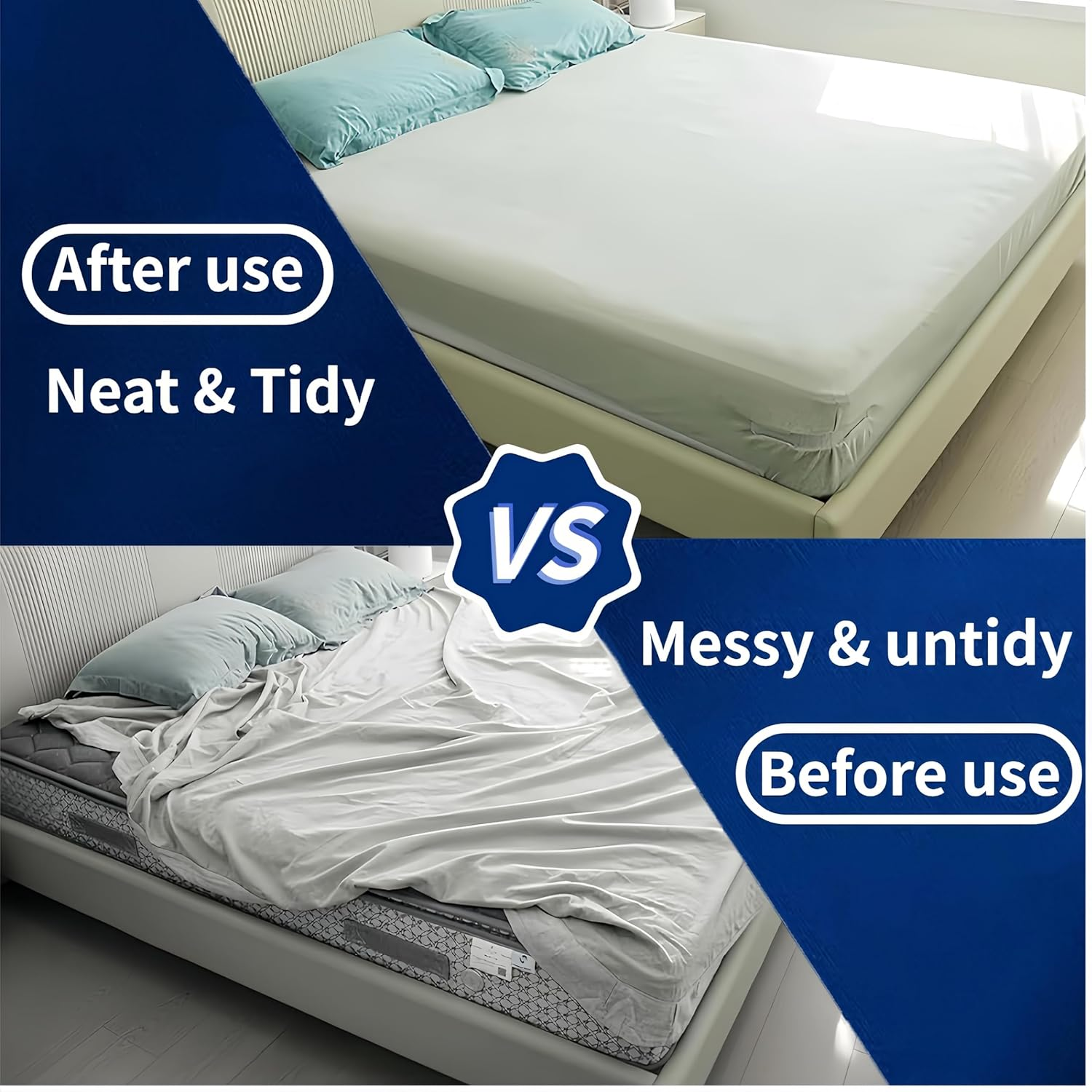 Febohao 4Pcs Fitted Sheet Holder Straps Bed Sheet Fasteners with Lock Strips Removable Bed Sheet Clips Organiser Bedding Accessories for All Mattress image number 4