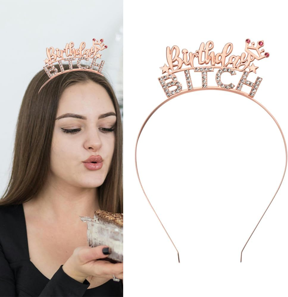 Happy Birthday Headbands for Women Girls Birthday Party Hair Accessories for Teen Girls Girlfriend Wife Birthday Gifts for Besties Soul Sisters Birthday Bday Presents for Her Crown Rhinestone Hairhoop image number 1