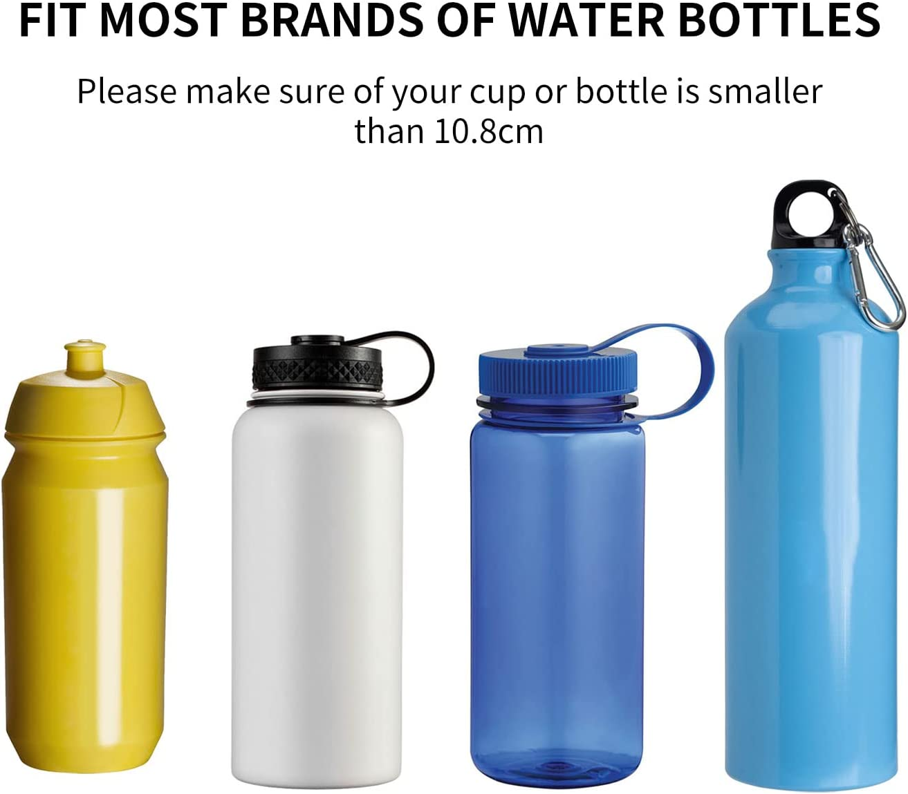 Car Cup Holder Expander with Cell Phone Stand, Adjustable Base - Rubber Tabs Cup Holder Fits Most Bottles and Cup. (Large, Black) image number 1