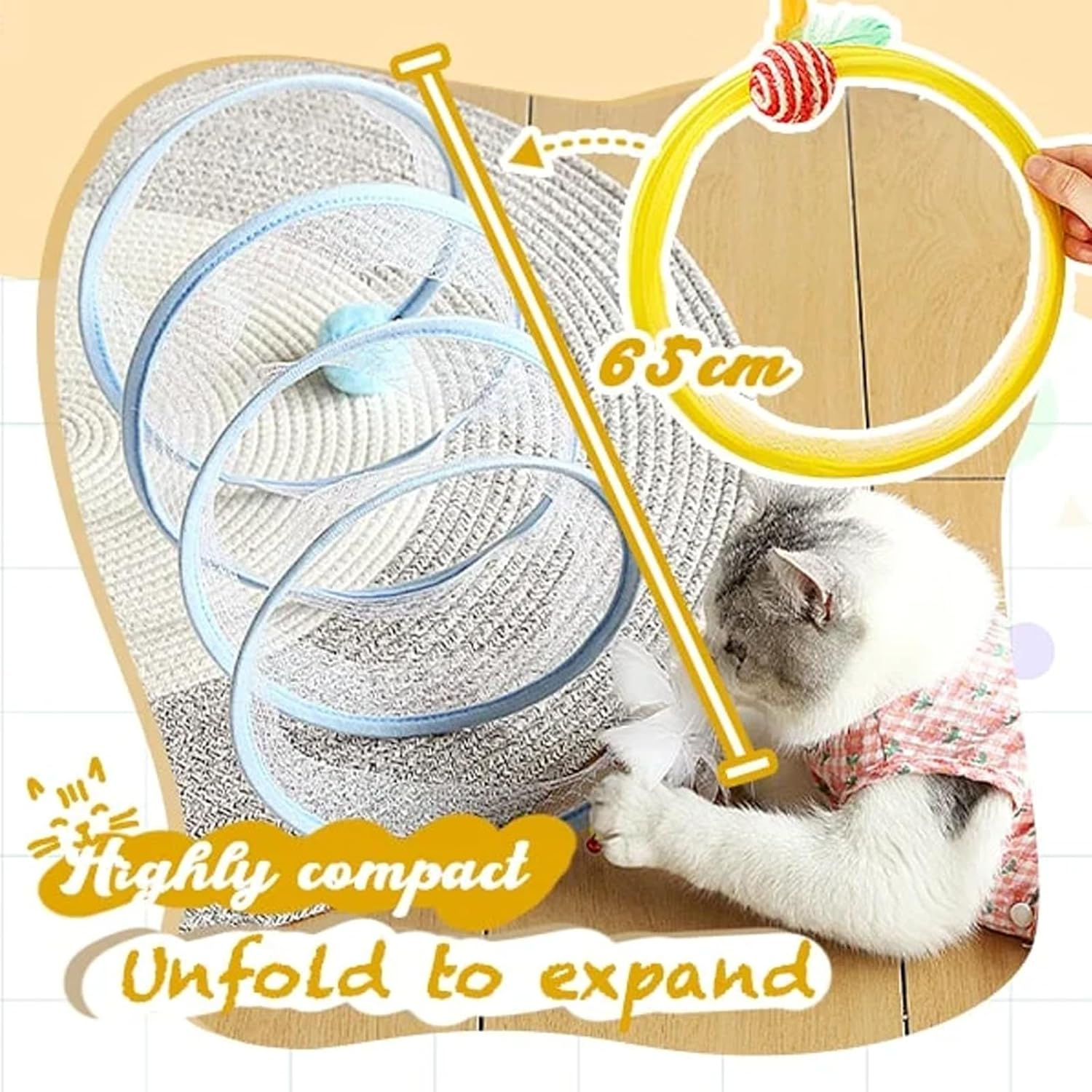 Self-Play Cat Hunting Spiral Tunnel Toy, Cat Tunnels for Indoor Cats, Cat Spring Toy, Spiral Tunnel Cat Toy, Cat Spring Toy Cat Spiral Tunnel Toy for Indoor Cats Play (D)