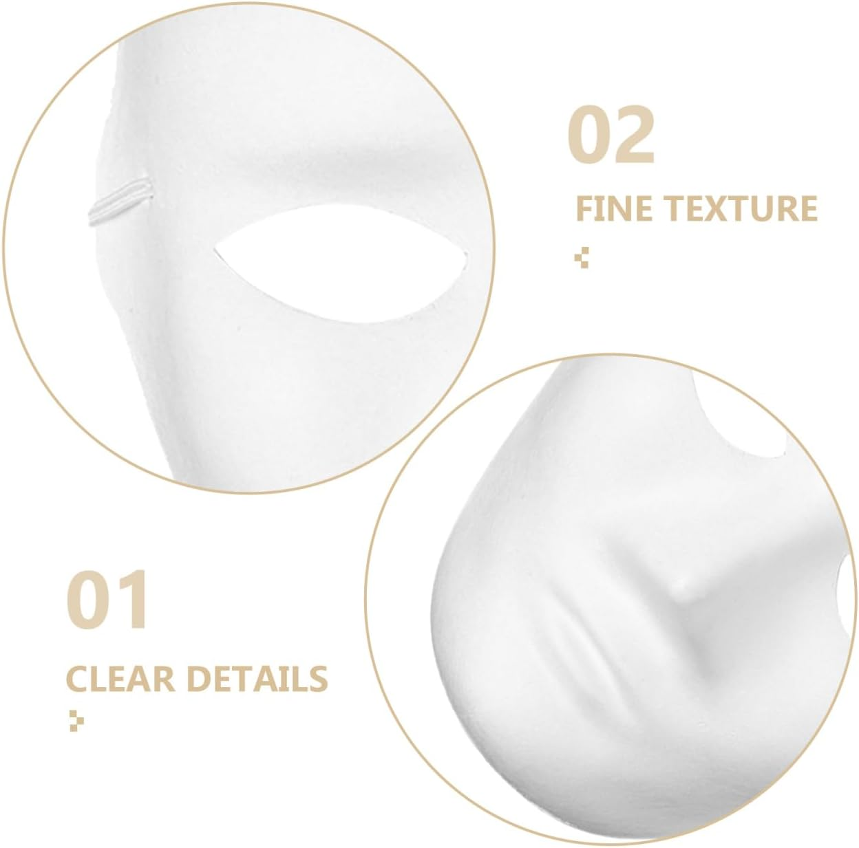 PACKOVE 5Pcs White Craft Masks for Boy Girl Paintable Blank Masquerade Masks for Creative Fun Comfortable and Lightweight Design for Parties Group Activities and Artistic Expression image number 4