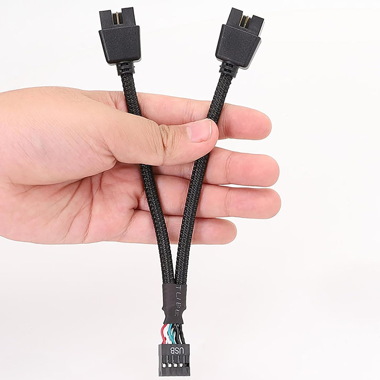 Tunghey 2Pack USB 2.0 9Pin Female to Dual 9-Pin Male Extension Cable,Motherboard 9-PIN USB2.0 Header Splitter Nylon Braided for Computer Internal Motherboard 15Cm image number 2