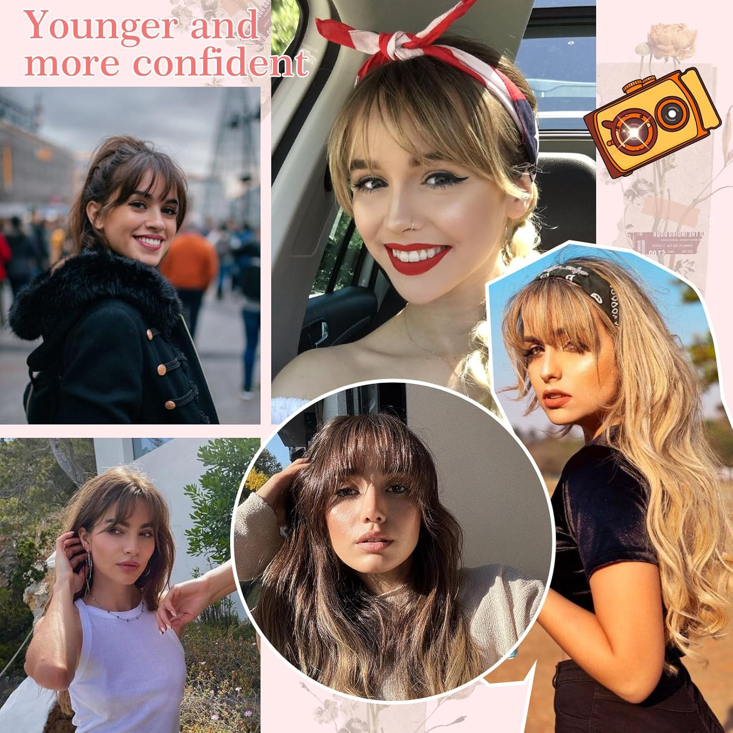 Flufymooz Real Human Hair Toppers for Women, 10 Inch Clip in Bangs 100％ Human Hair Toppers for Thinning Hair, Cover Hair Topper Hair Pieces with 150% Density Silk Base-Silver Gray with Brown Mixed image number 1